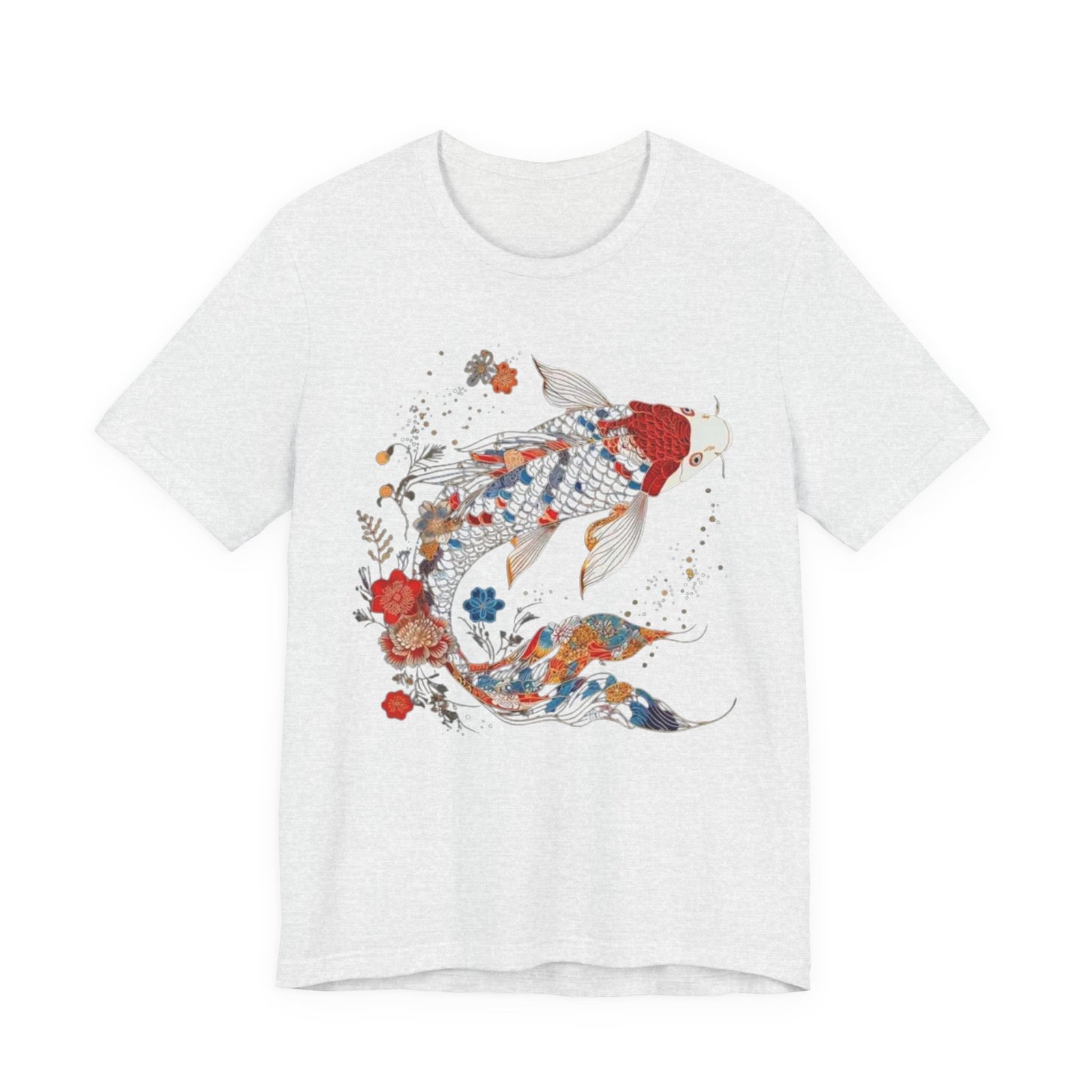 Koi Fish Illustration T-Shirt | Floral Japanese Carp Tee - Image 9