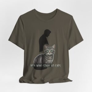 Men Who Stare at Cats T-Shirt | Silhouette & Tabby Cat Illustration