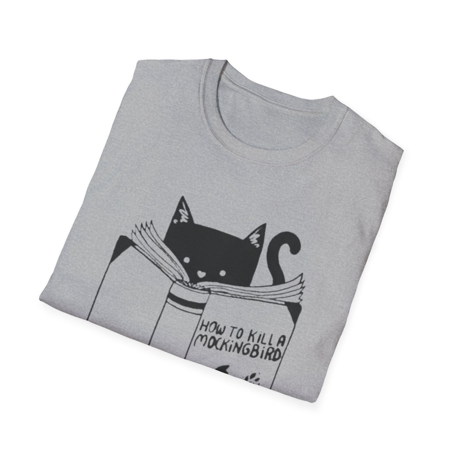 Black Cat Reading Book T-Shirt | Cat Lover Graphic Tee - Image 4