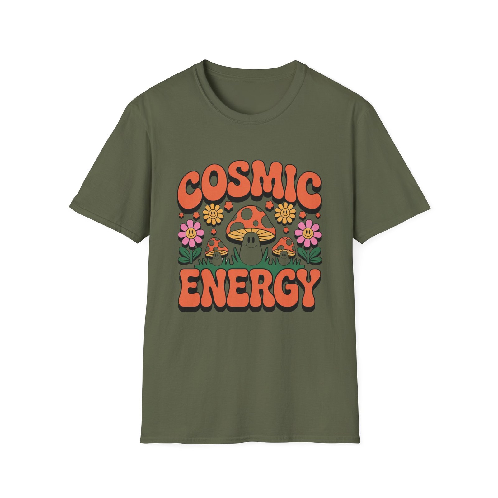 Cosmic Energy mushroom design T-Shirt | retro flowers, groovy psychedelic art - Image 21
