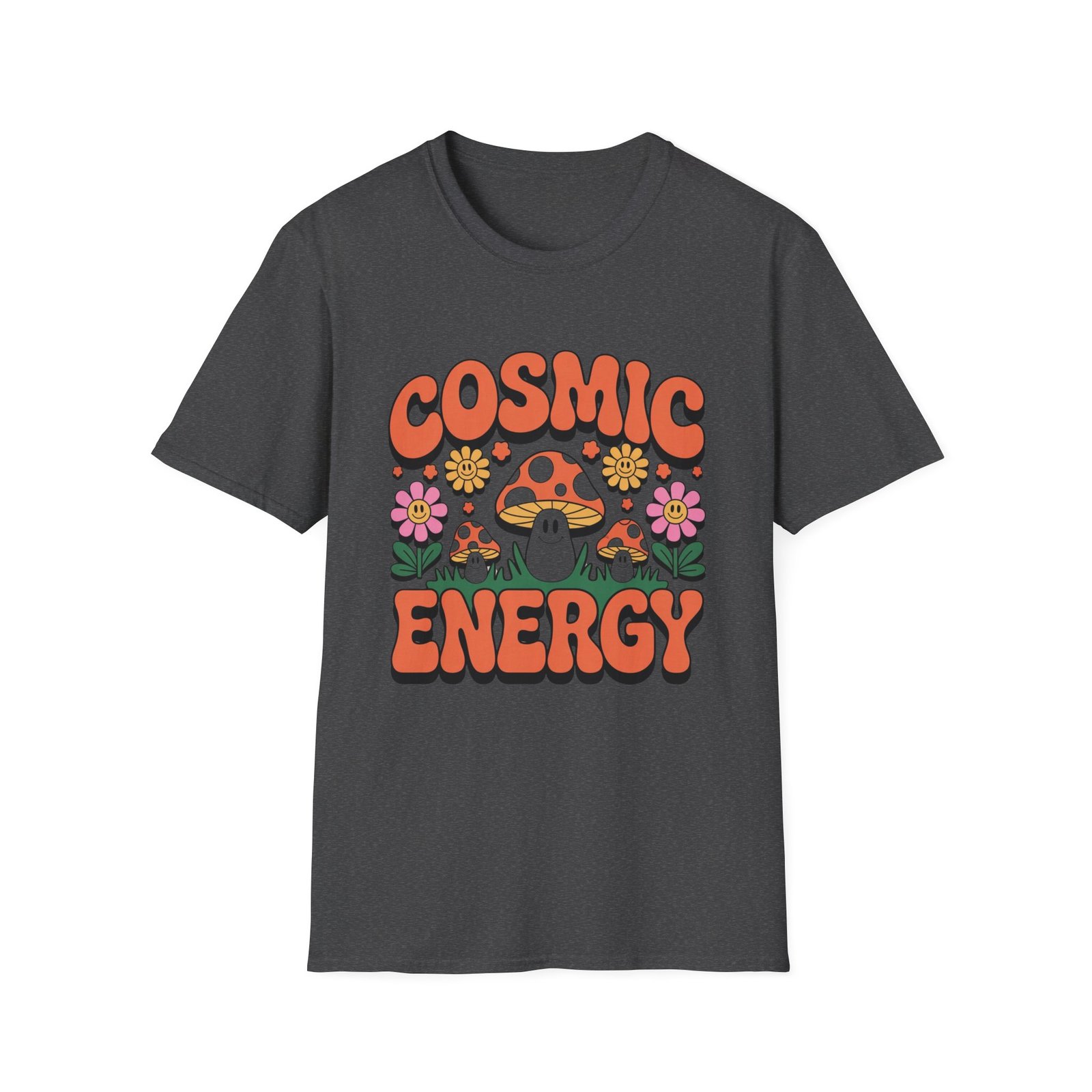 Cosmic Energy mushroom design T-Shirt | retro flowers, groovy psychedelic art - Image 25