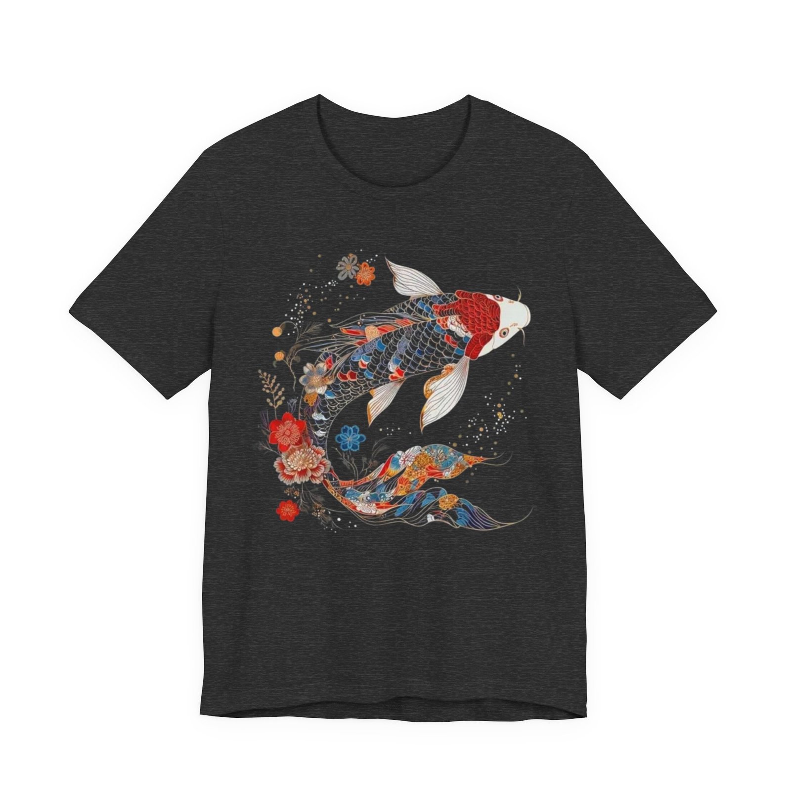 Koi Fish Illustration T-Shirt | Floral Japanese Carp Tee - Image 33