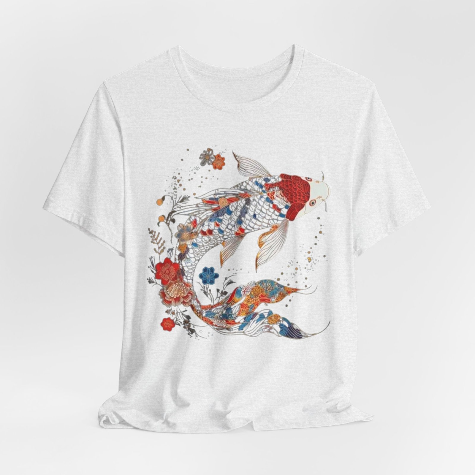 Koi Fish Illustration T-Shirt | Floral Japanese Carp Tee - Image 12