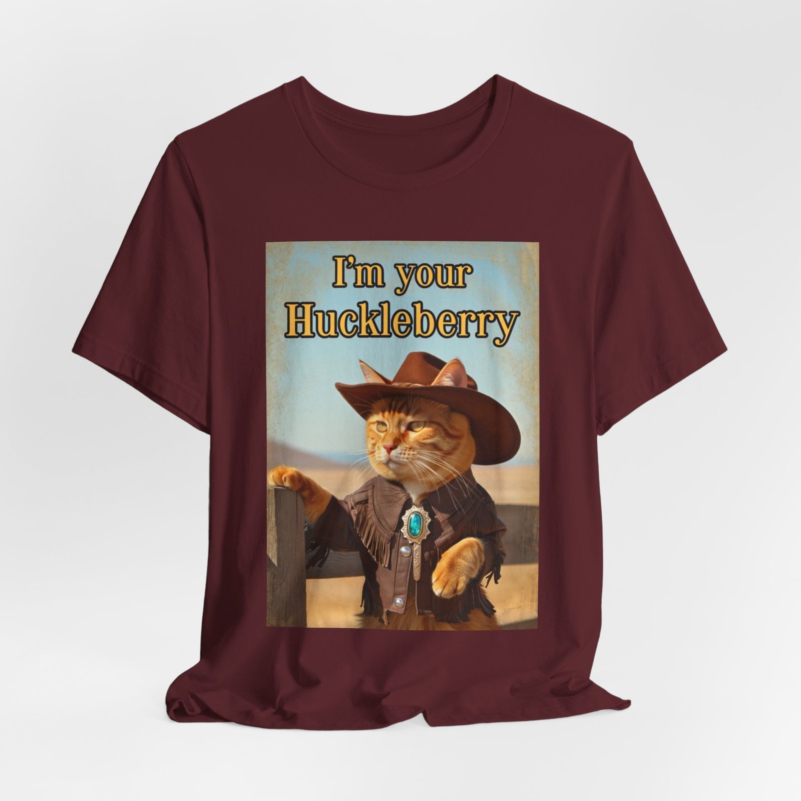 Im Your Huckleberry cat cowboy tee | Western Cat Graphic Tee - Image 32