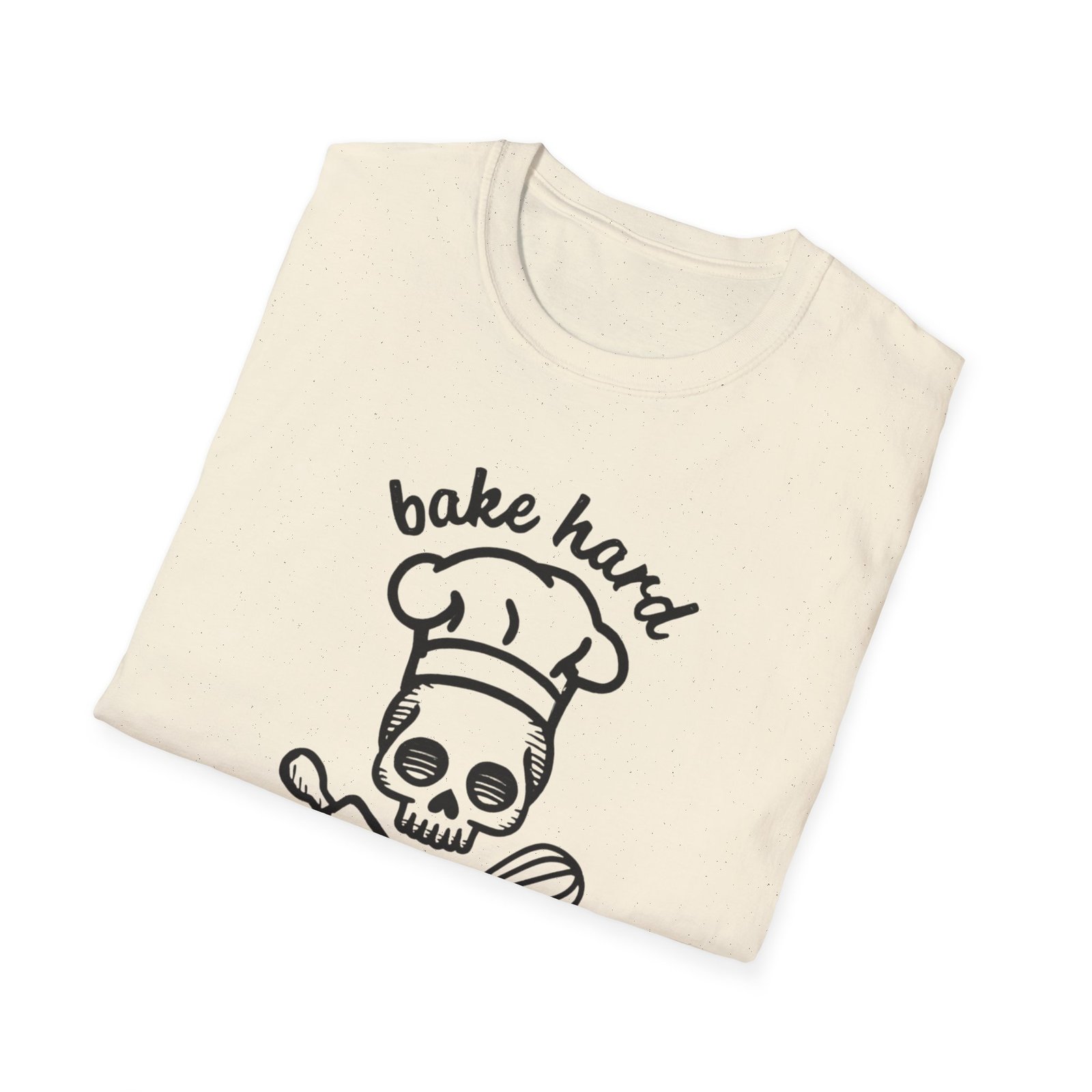 Bake Hard or Go Home T-Shirt | Skull Baker, Rolling Pin & Whisk Design - Image 12