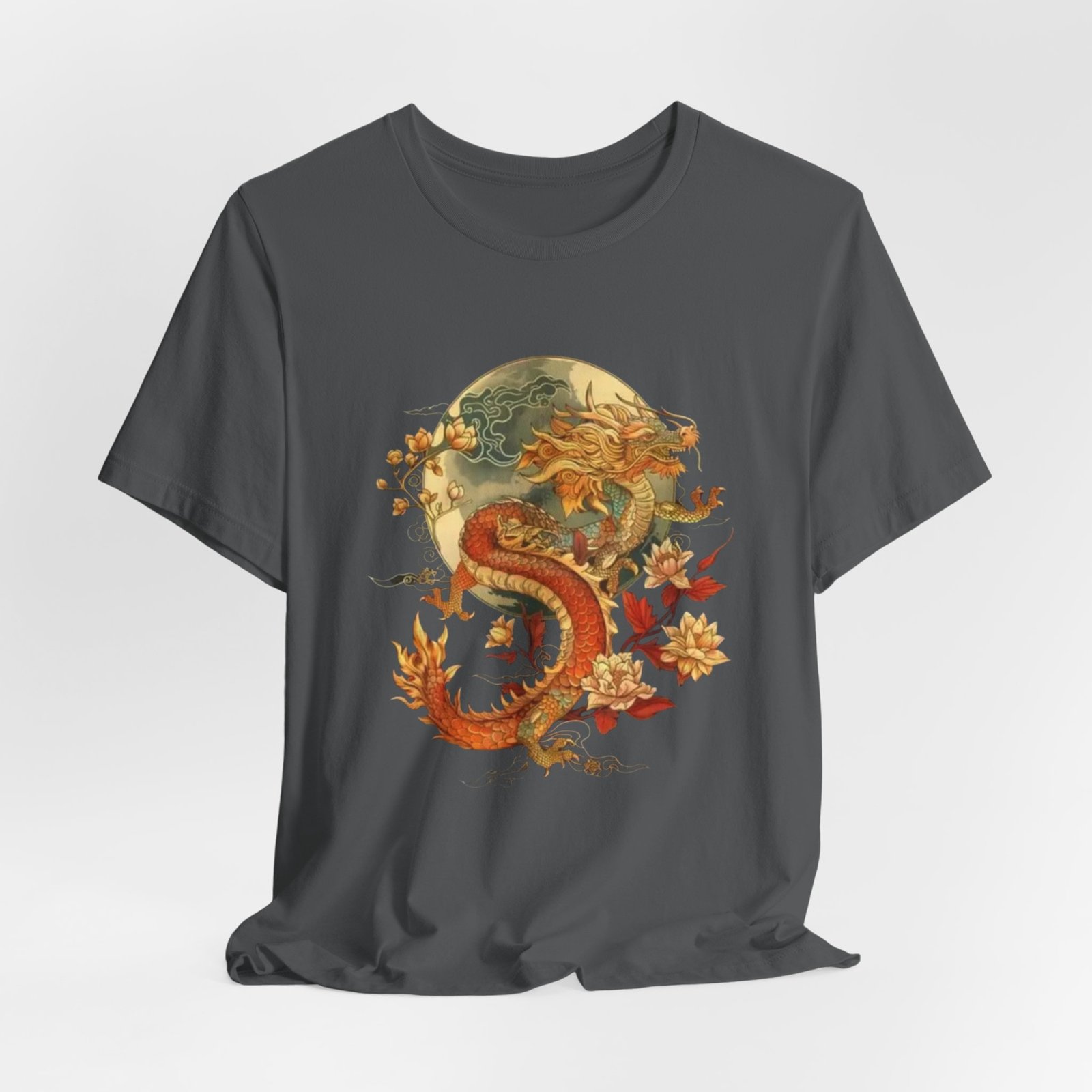 Autumn Koi Dragon T-Shirt | Vintage Floral Moon Illustration - Image 24