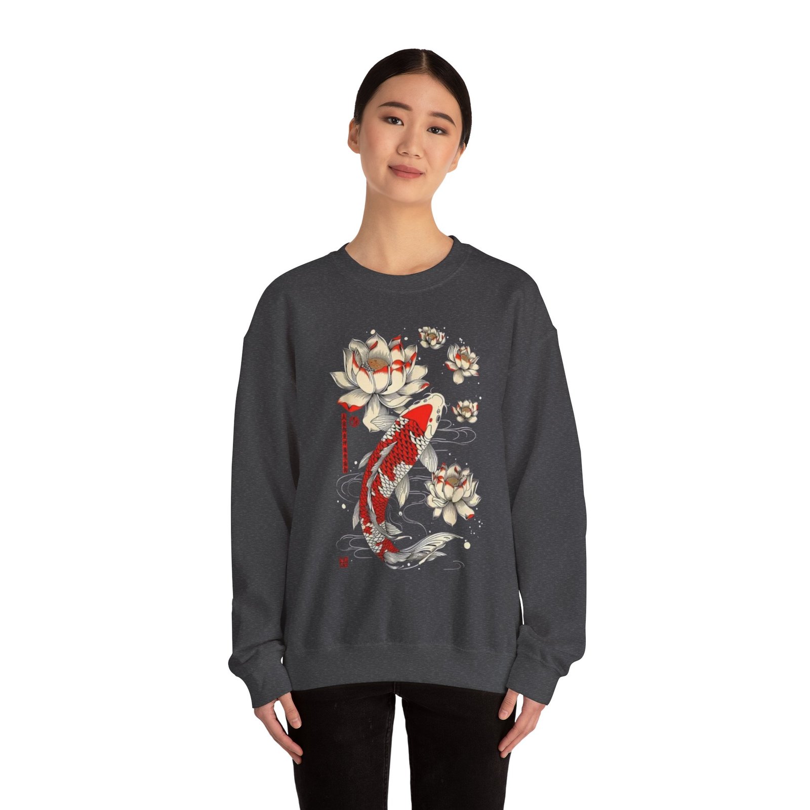 Koi Fish & Lotus Sweatshirt - Cozy Unisex Crewneck for Nature Lovers, Perfect for Casual Wear, Gifts, and Celebrations - Image 12
