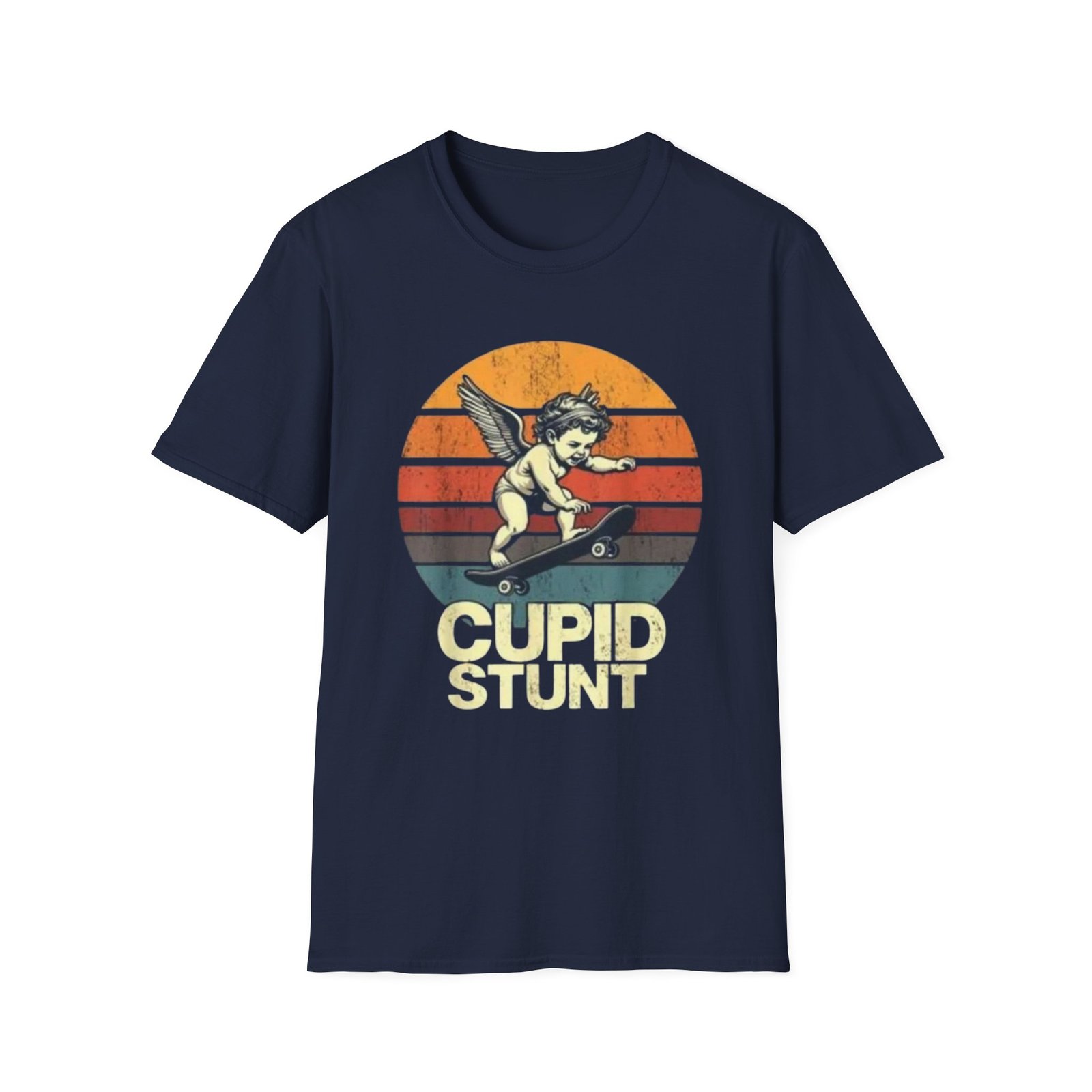 Cupid Stunt Skateboarding Cherub T-Shirt | Retro Sunset Graphic, Valentines day shirt - Image 9
