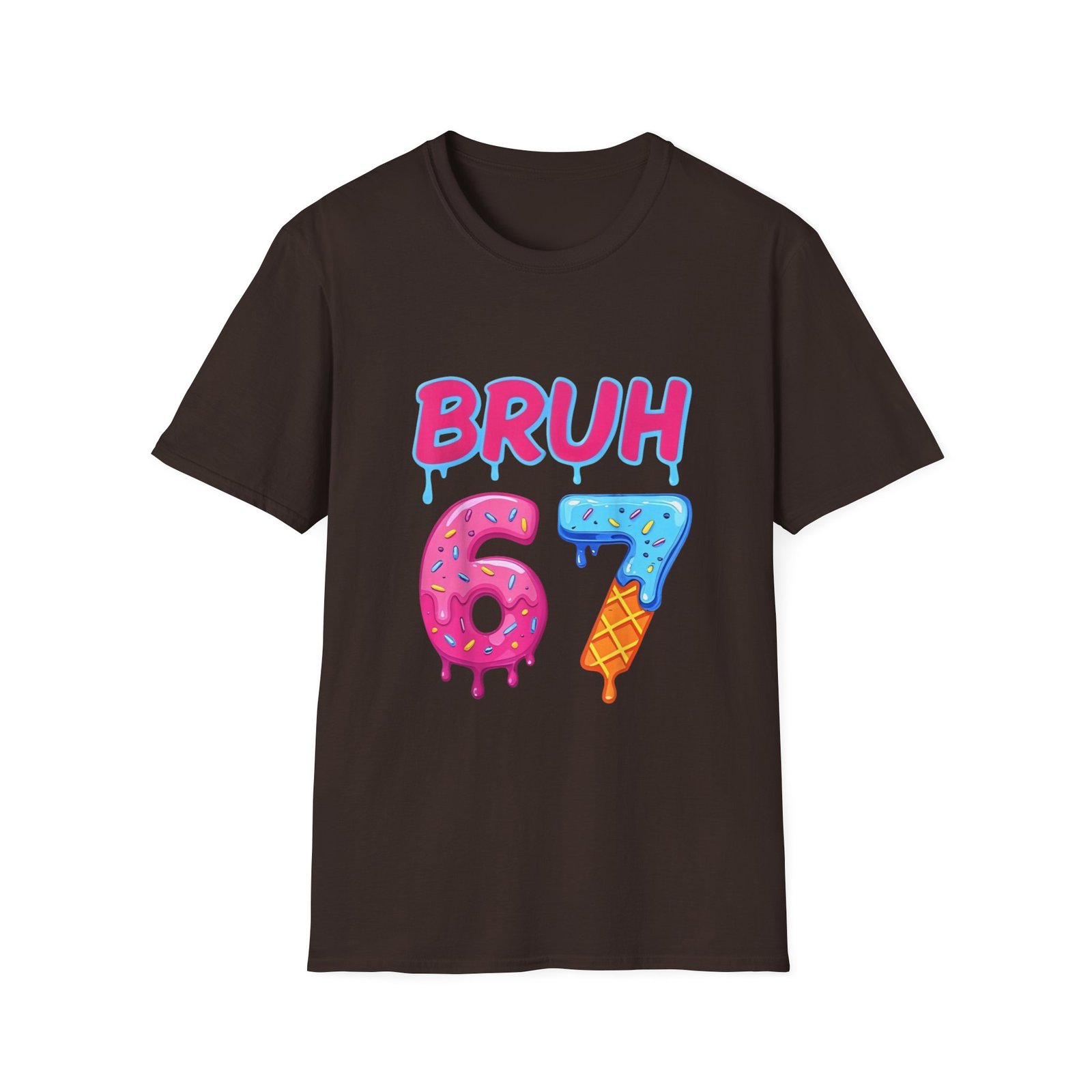 BRUH 67 drippy donut & ice cream numbers T-Shirt | colorful graphic tee - Image 13