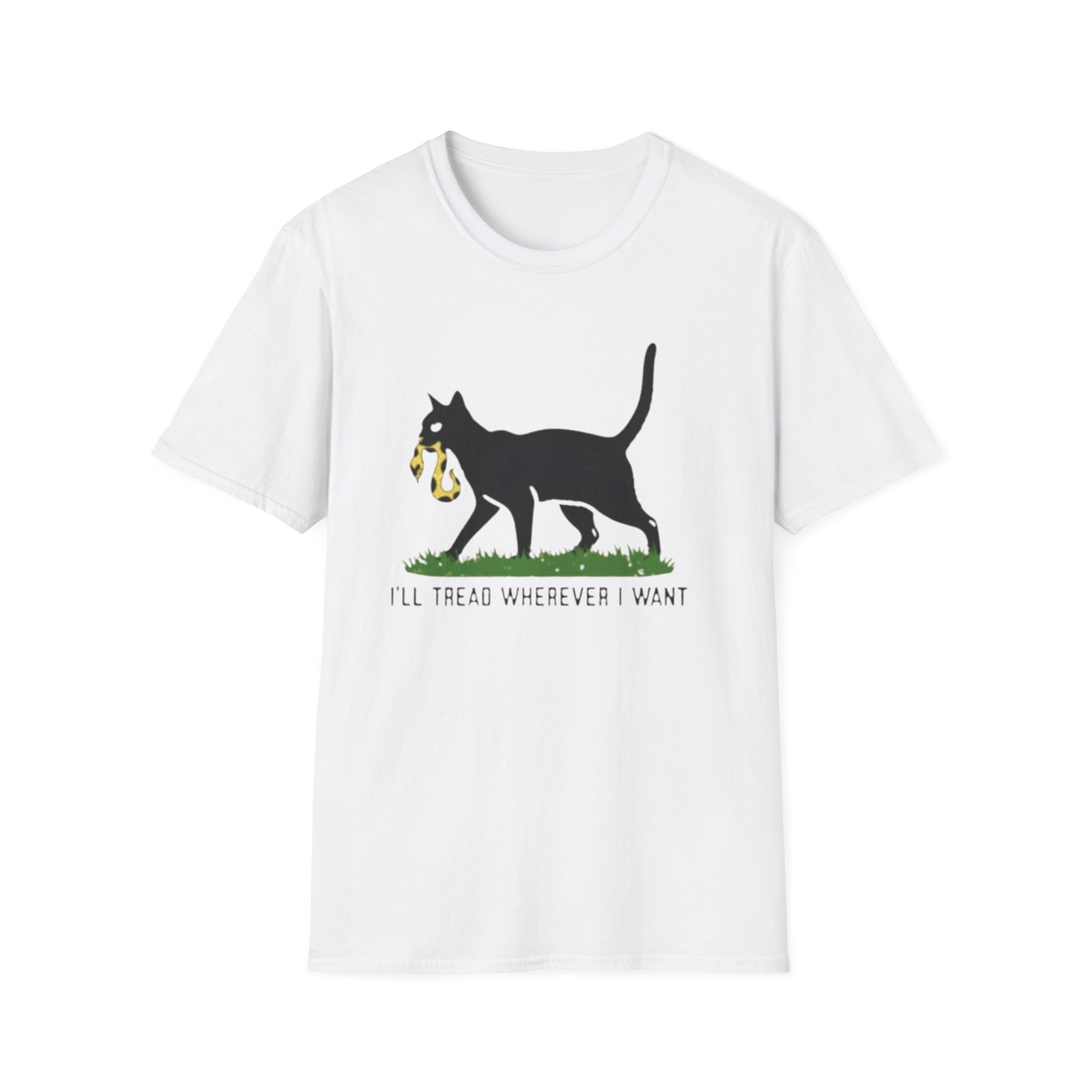 Black Cat Holding Snake T-Shirt | Ill Tread Wherever I Want - Image 5