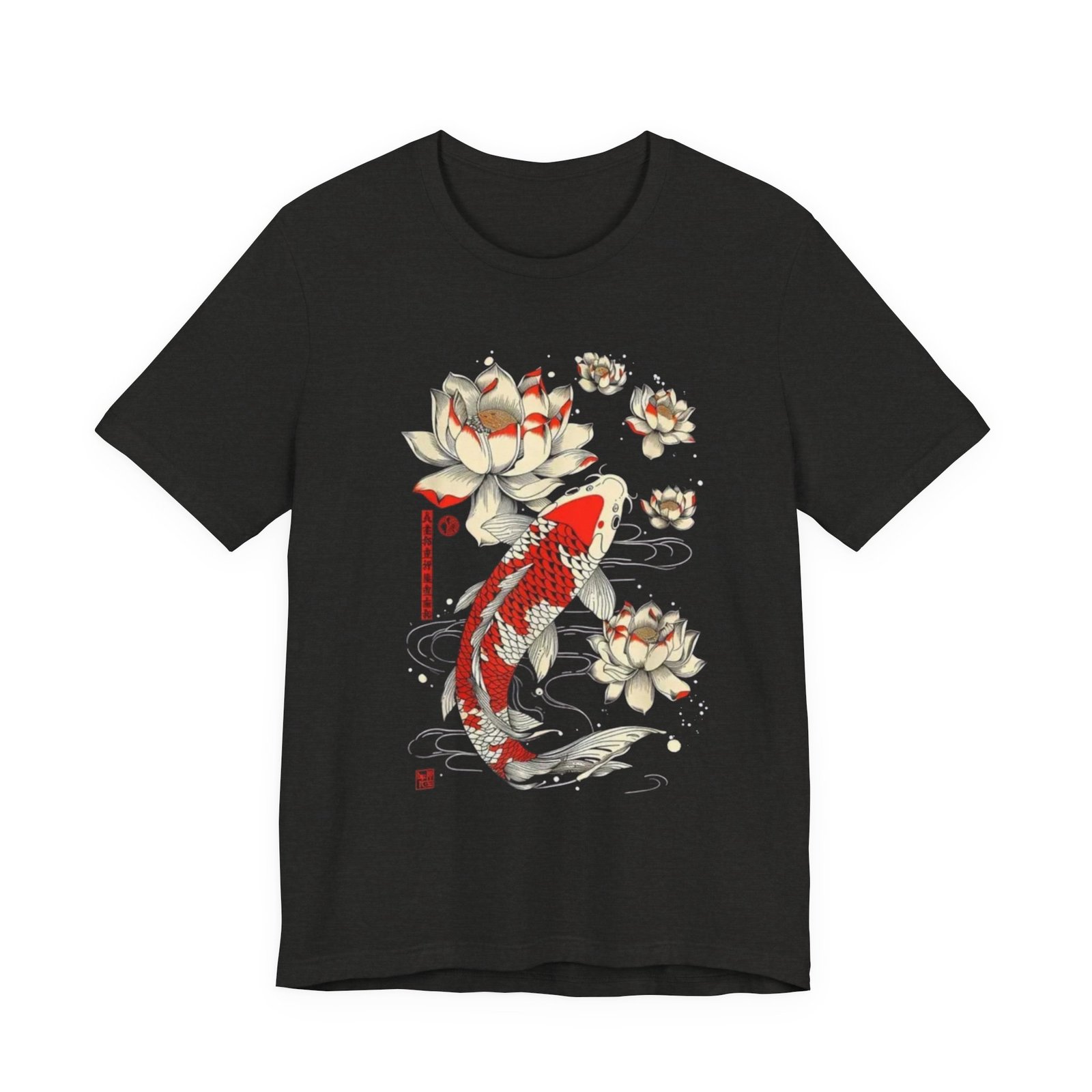 Koi Fish & Lotus Tee - Casual Unisex Jersey Shirt, Gift for Nature Lovers, Zen Decor, Birthday or Relaxation Wear - Image 5