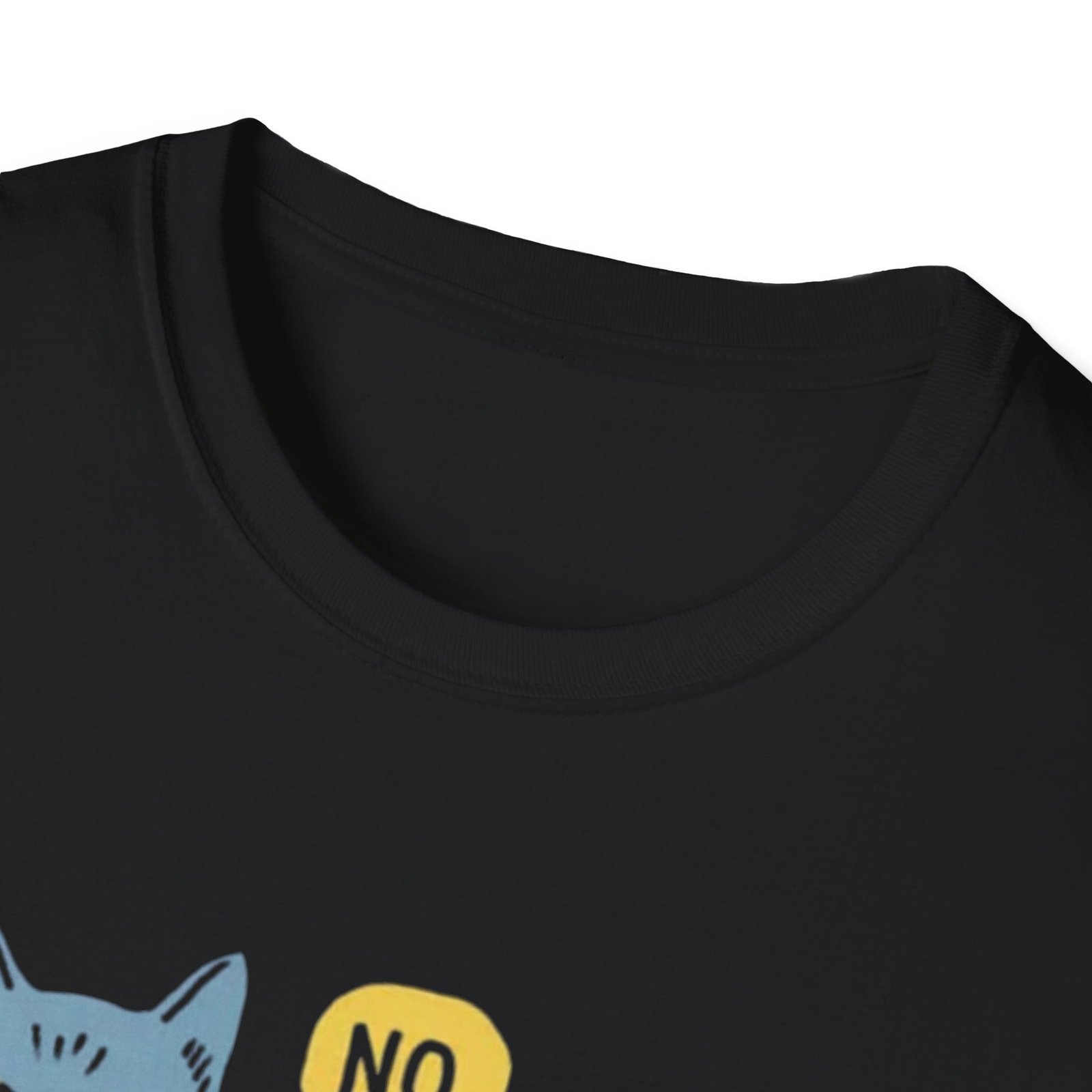 Lounge Cat Saying "No" T-Shirt | Illustrated Blue Cat Graphic Tee - Image 3