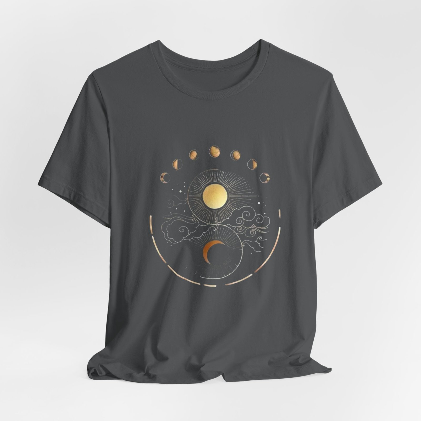Celestial Phases Unisex Tee, Astrology Shirt, Lunar Cycle T-Shirt, Gift for Astronomers, Black Graphic Tee, Horoscope Apparel - Image 16
