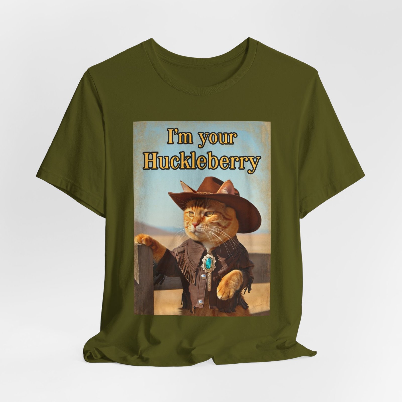 Im Your Huckleberry cat cowboy tee | Western Cat Graphic Tee - Image 16