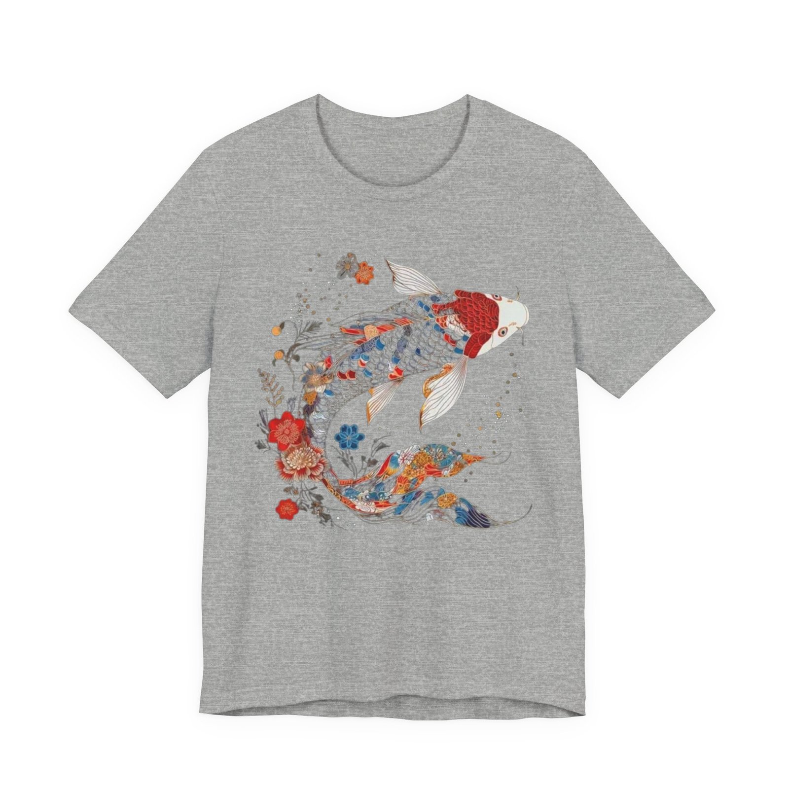 Koi Fish Illustration T-Shirt | Floral Japanese Carp Tee - Image 25