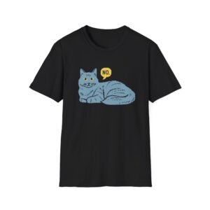 Lounge Cat Saying "No" T-Shirt | Illustrated Blue Cat Graphic Tee