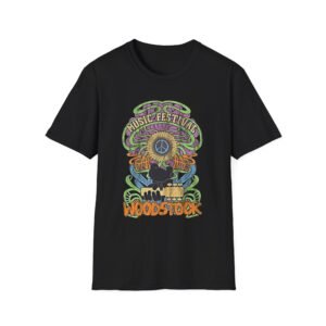 Woodstock Skull Peace Sign T-Shirt | Music Festival Psychedelic Graphic