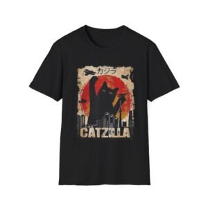 Catzilla Monster Illustration T-Shirt | Retro Kaiju Cat Graphic
