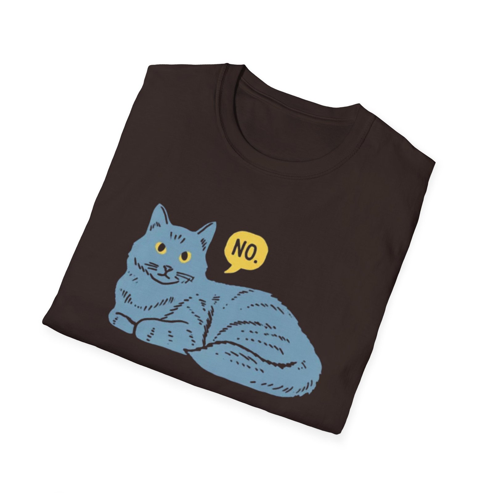 Lounge Cat Saying "No" T-Shirt | Illustrated Blue Cat Graphic Tee - Image 8