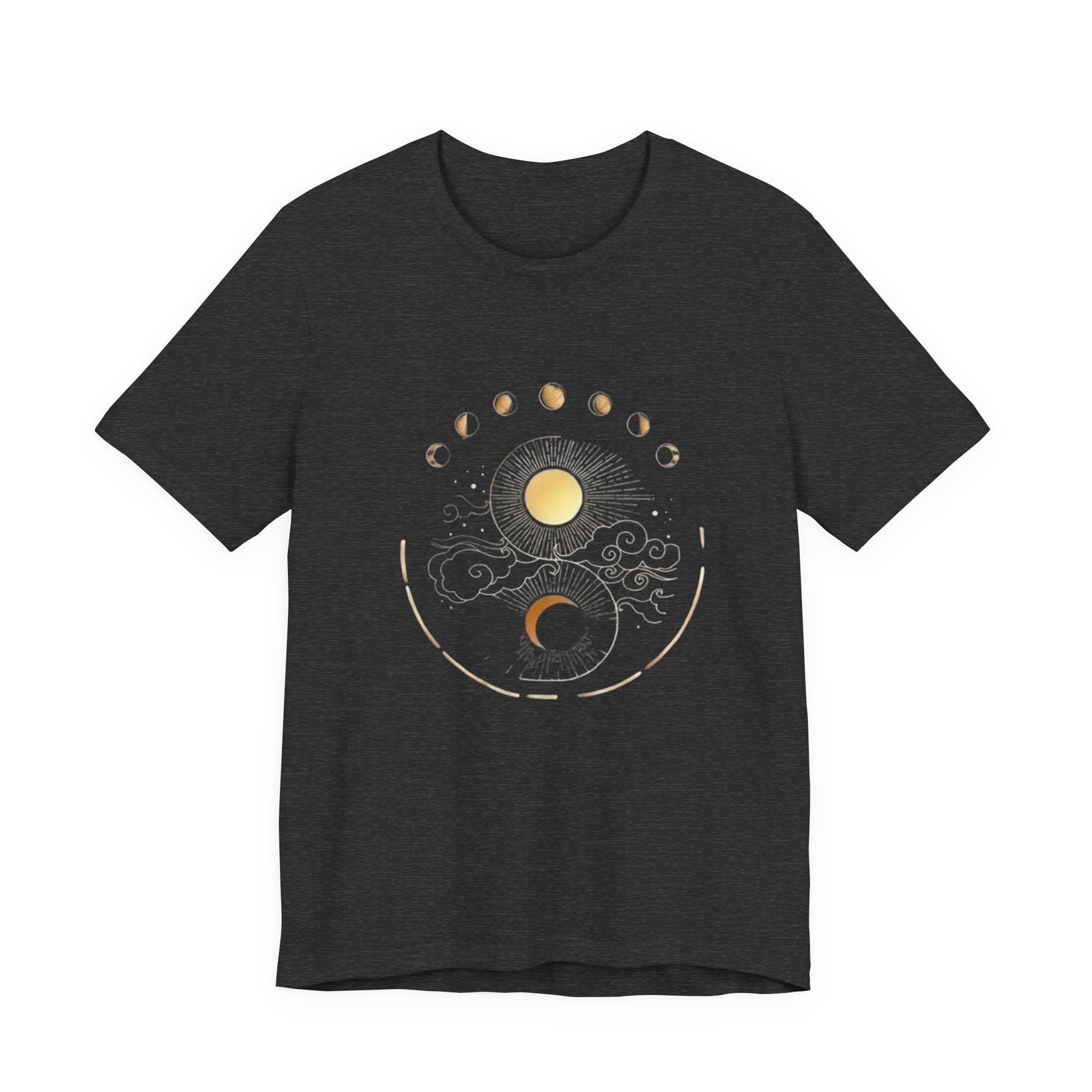 Celestial Phases Unisex Tee, Astrology Shirt, Lunar Cycle T-Shirt, Gift for Astronomers, Black Graphic Tee, Horoscope Apparel - Image 17