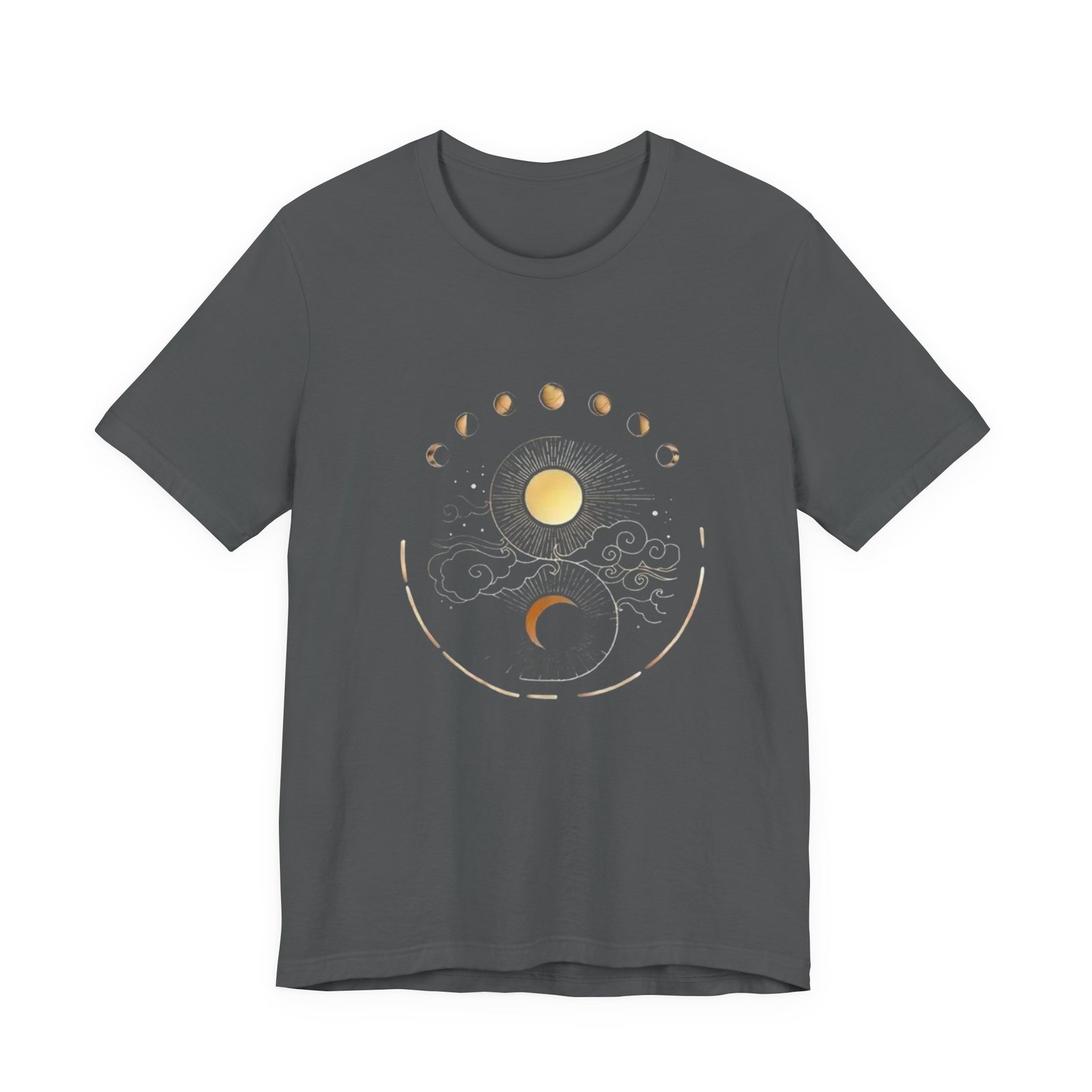 Celestial Phases Unisex Tee, Astrology Shirt, Lunar Cycle T-Shirt, Gift for Astronomers, Black Graphic Tee, Horoscope Apparel - Image 13