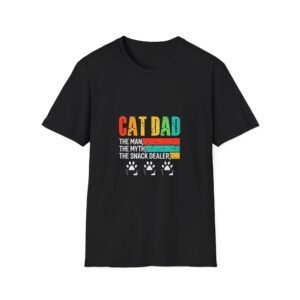 Cat Dad retro stripes T-Shirt | Cat paw silhouettes