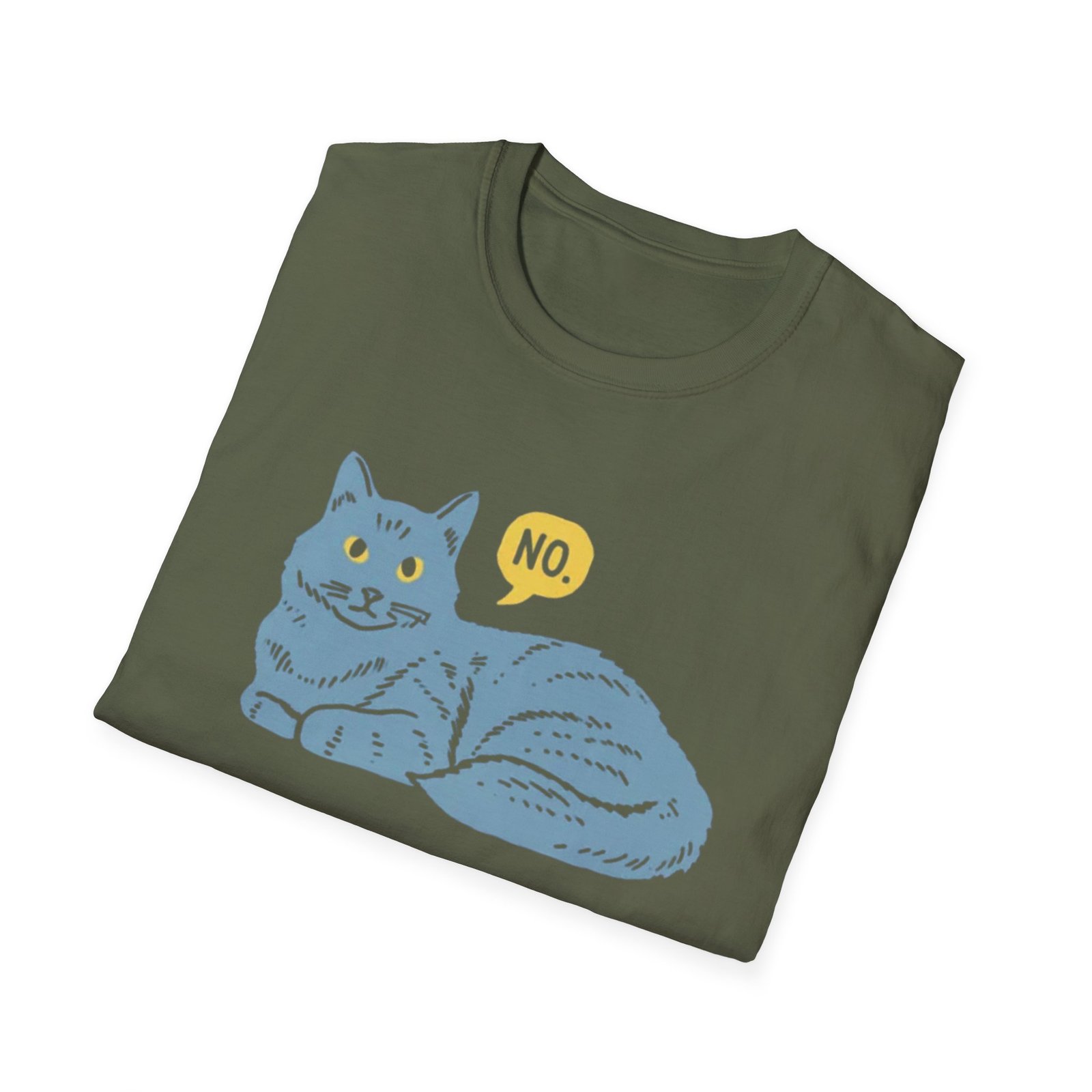 Lounge Cat Saying "No" T-Shirt | Illustrated Blue Cat Graphic Tee - Image 12