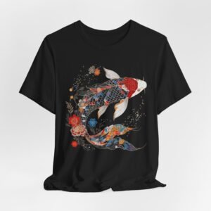 Koi Fish Illustration T-Shirt | Floral Japanese Carp Tee