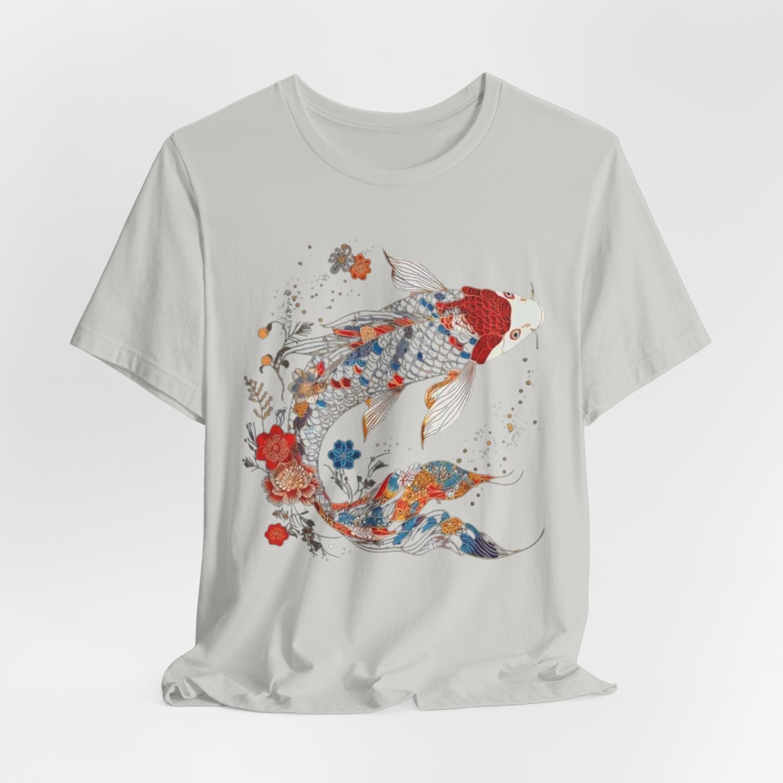 Koi Fish Illustration T-Shirt | Floral Japanese Carp Tee - Image 16