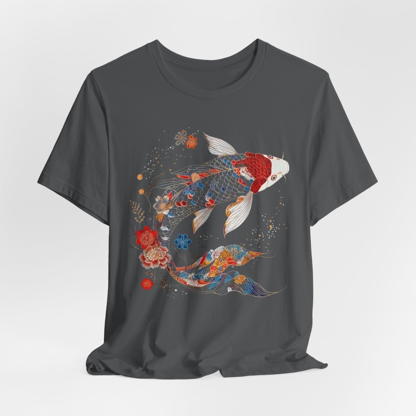 Koi Fish Illustration T-Shirt | Floral Japanese Carp Tee - Image 32