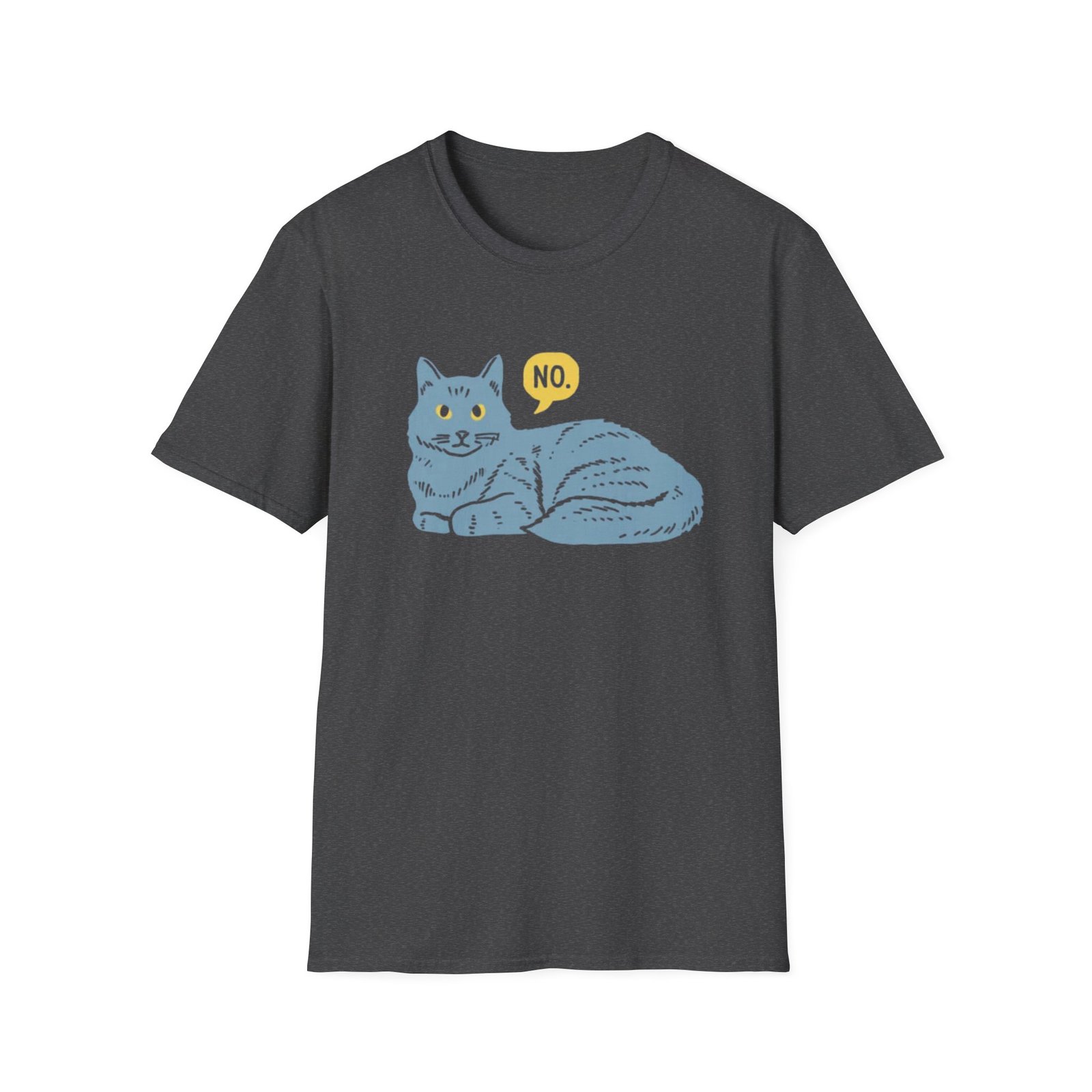 Lounge Cat Saying "No" T-Shirt | Illustrated Blue Cat Graphic Tee - Image 13