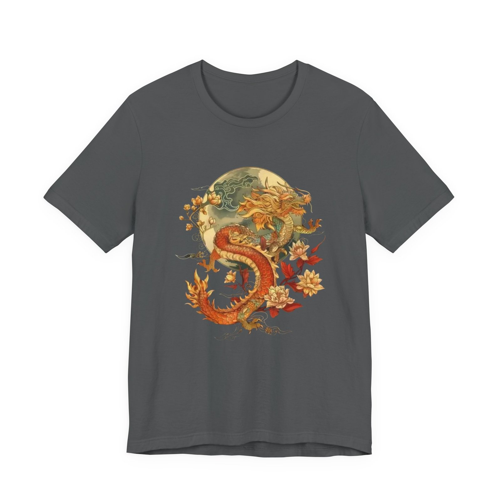 Autumn Koi Dragon T-Shirt | Vintage Floral Moon Illustration - Image 21