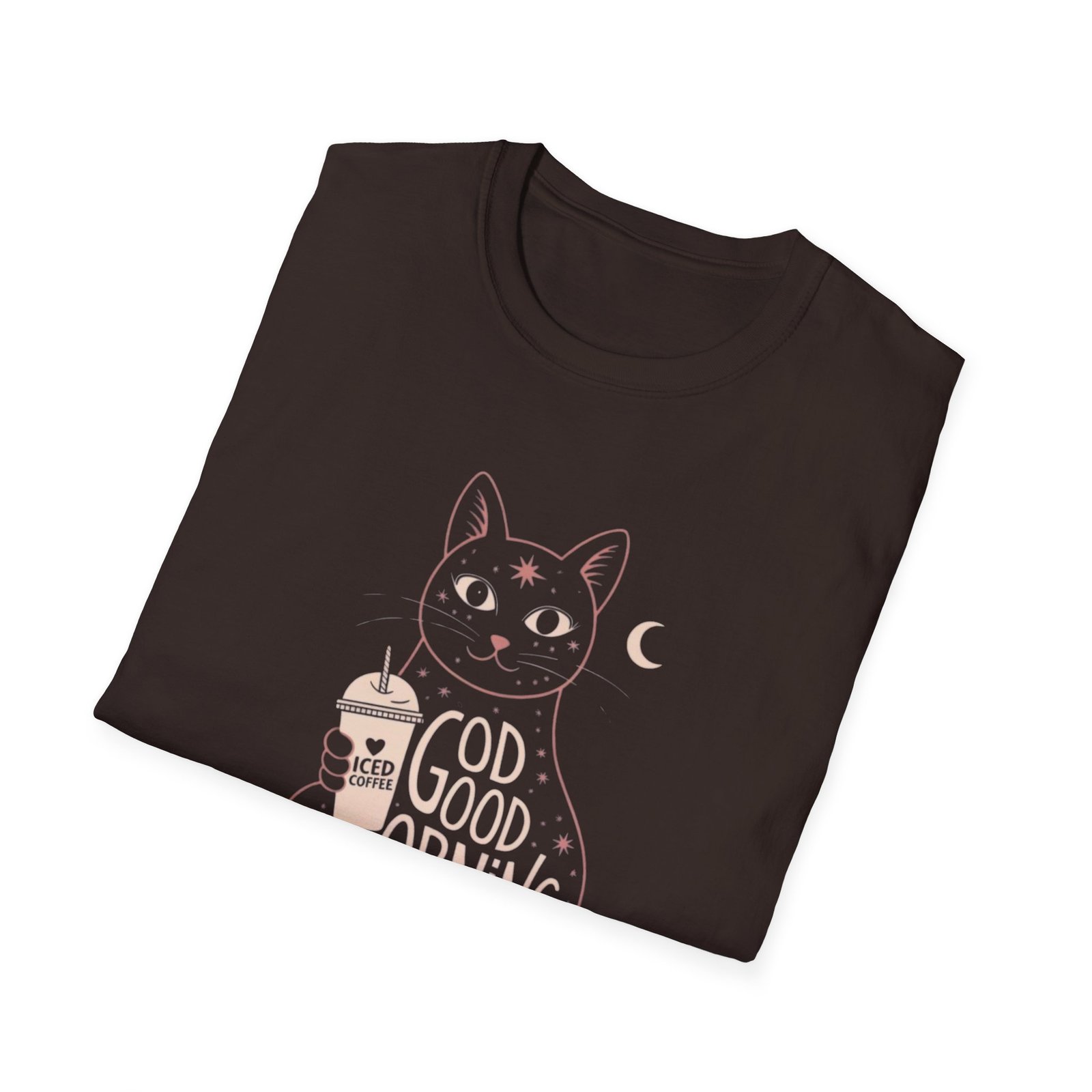 Cat Lover Softstyle T-Shirt, Funny Coffee Tee, Good Morning Shirt, Unisex Cat Tshirt, Kitty Graphic Top - Image 8