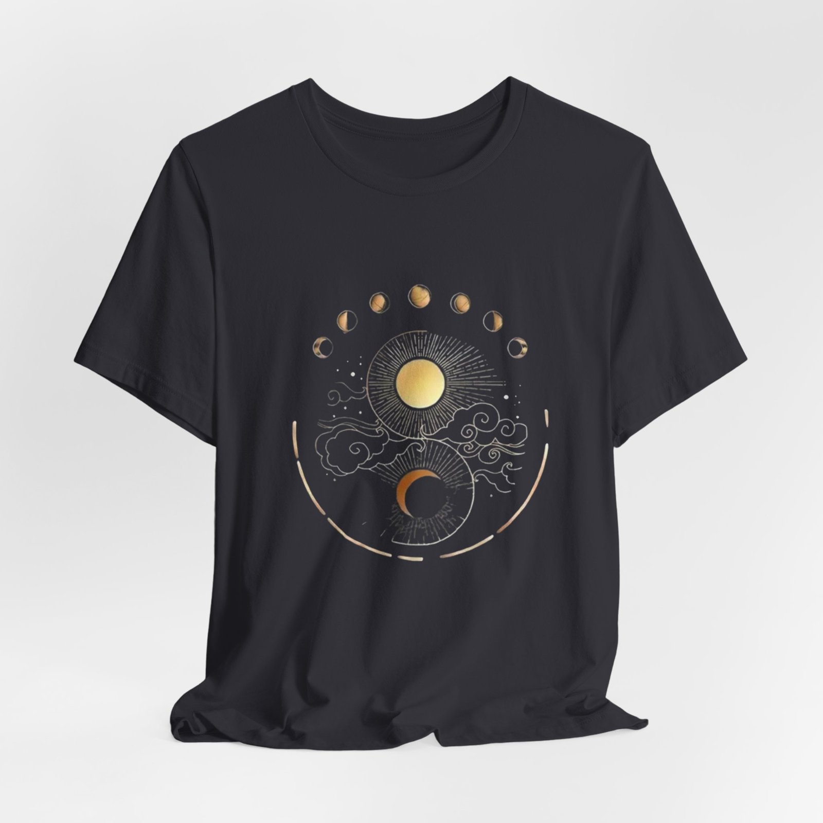 Celestial Phases Unisex Tee, Astrology Shirt, Lunar Cycle T-Shirt, Gift for Astronomers, Black Graphic Tee, Horoscope Apparel - Image 12
