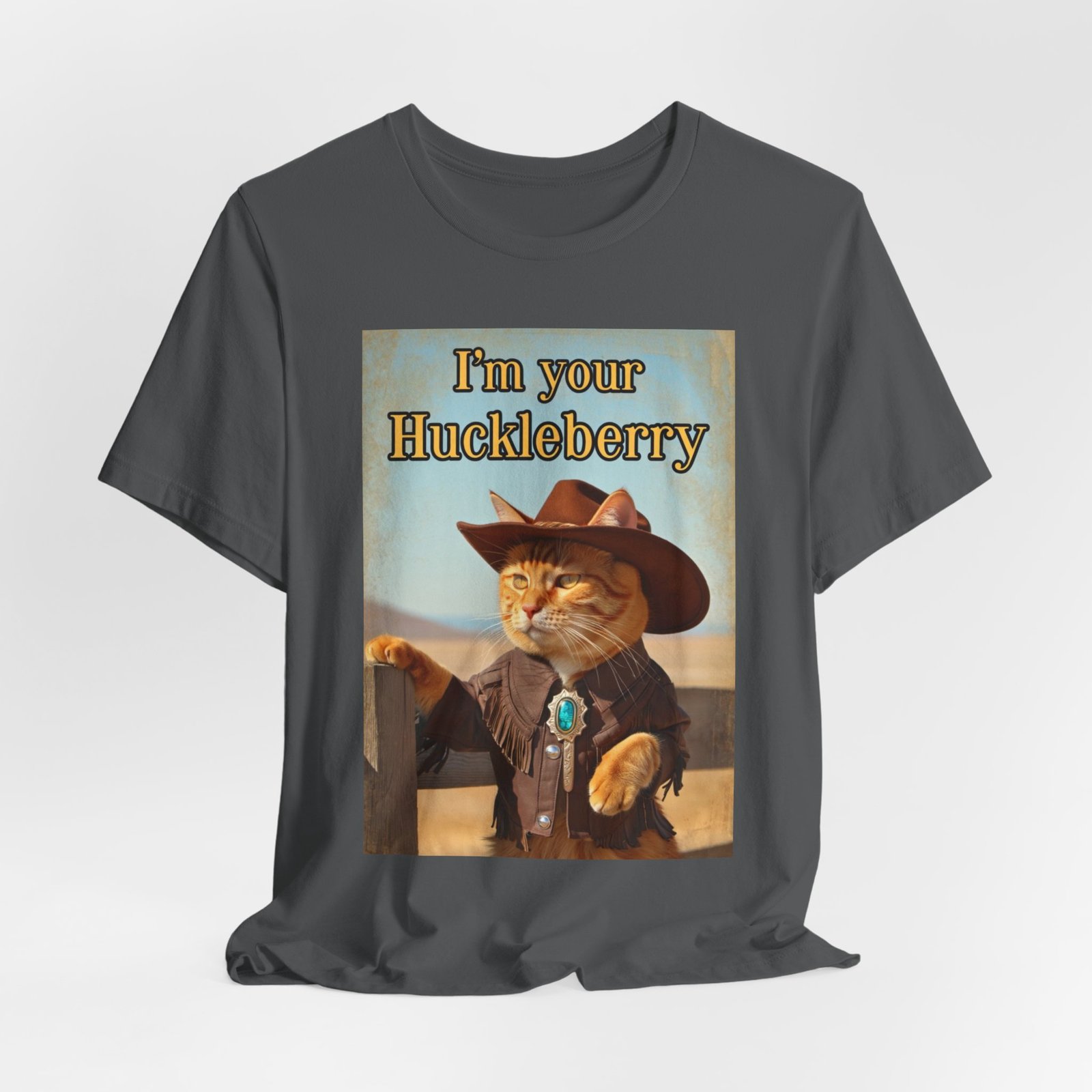 Im Your Huckleberry cat cowboy tee | Western Cat Graphic Tee - Image 24