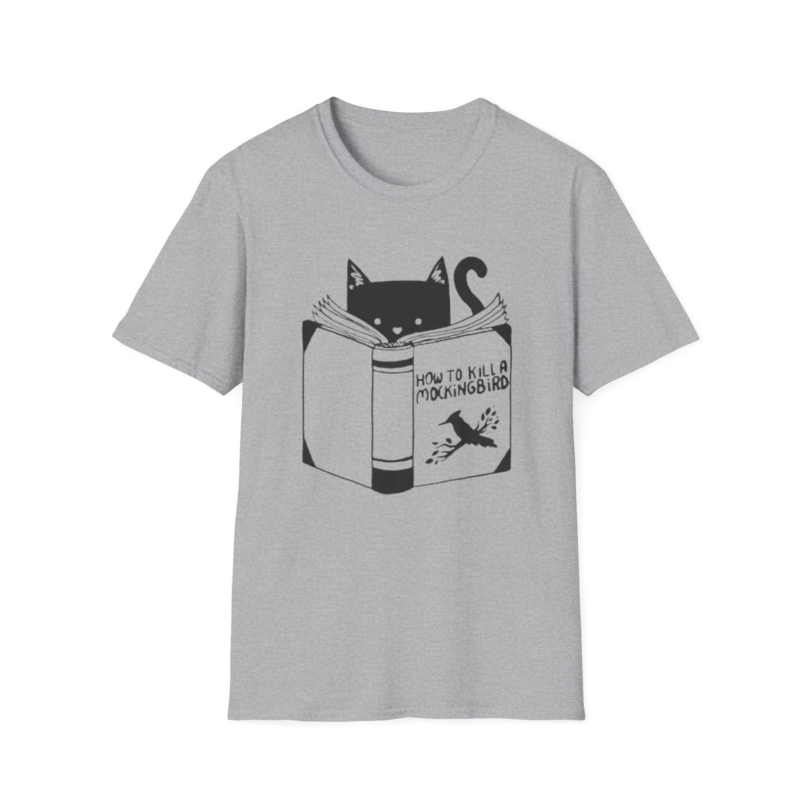 Black Cat Reading Book T-Shirt | Cat Lover Graphic Tee