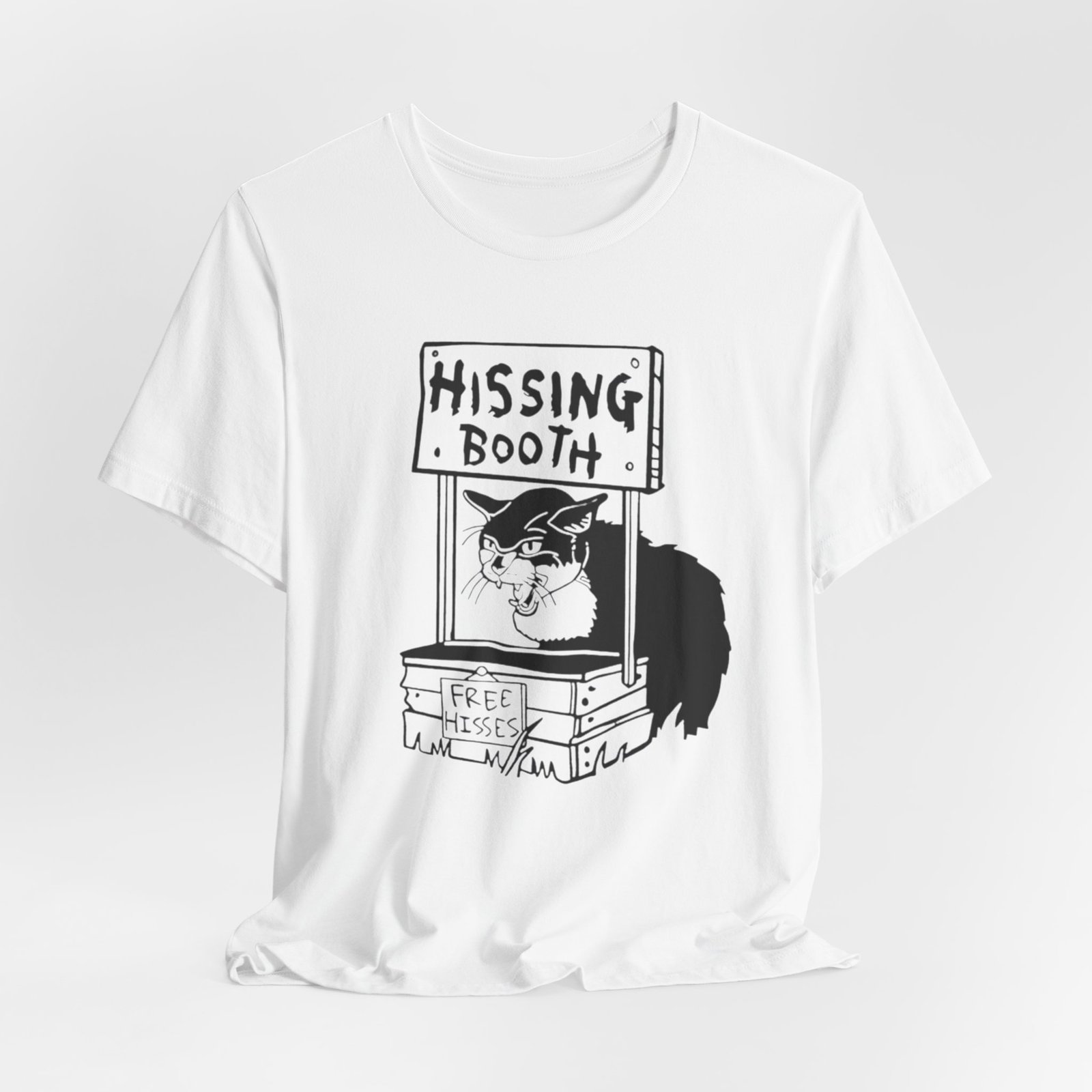 Hissing Booth cat illustration T-Shirt | Funny Cat Shirt, Black & White Sketch - Image 8