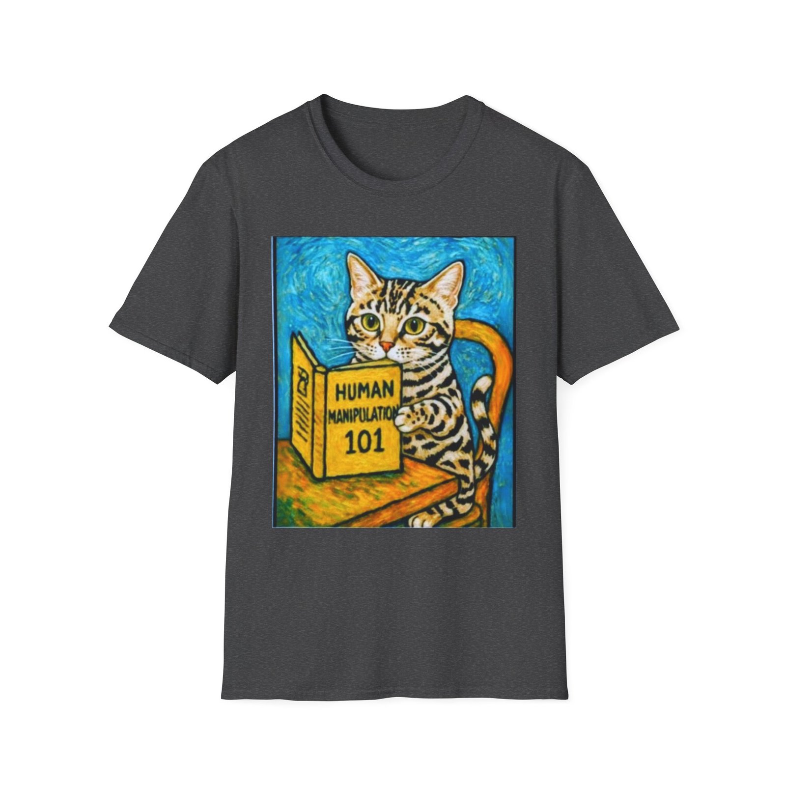 Cat Reading "Human Manipulation 101" T-Shirt | Funny Cat Illustration - Image 9