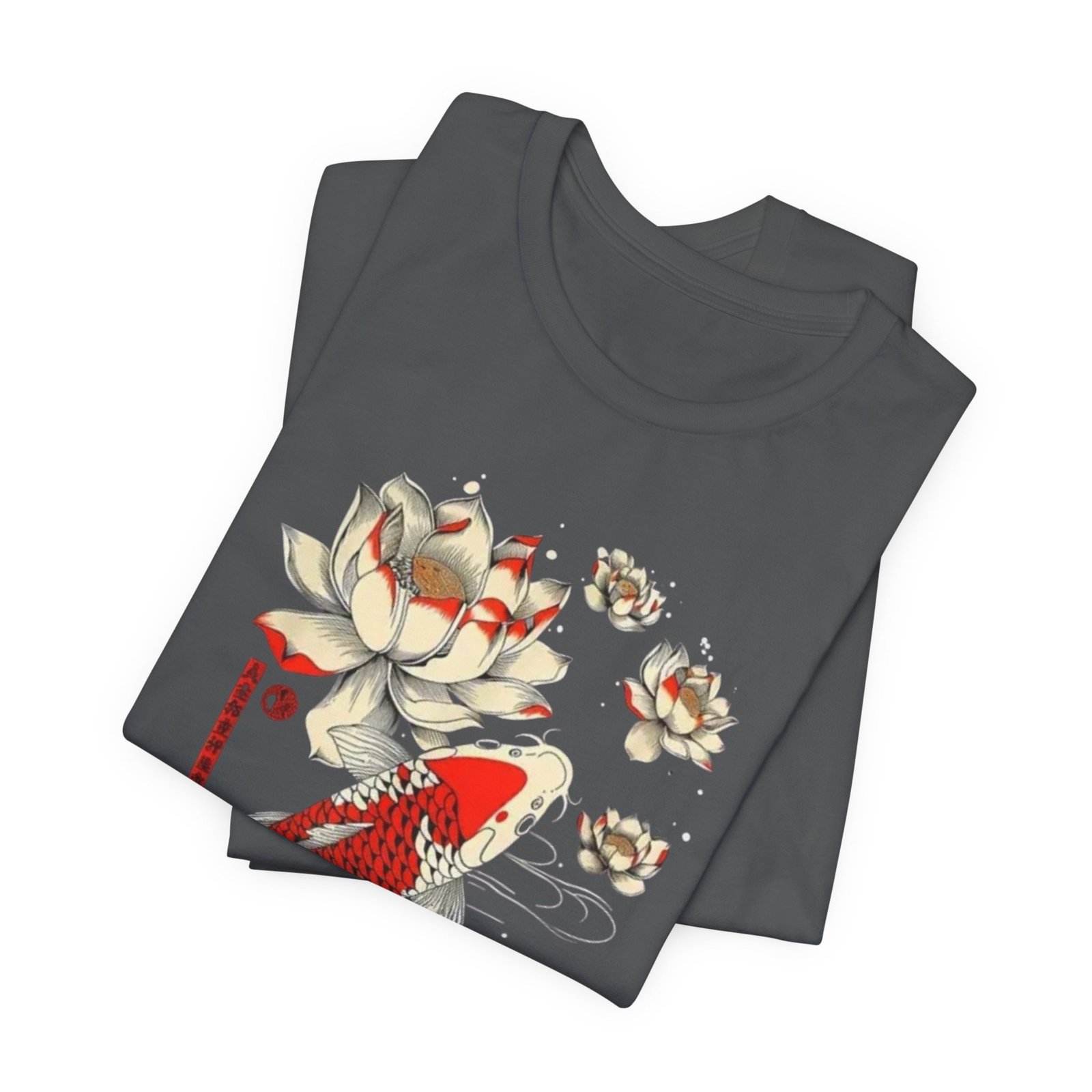 Koi Fish & Lotus Tee - Casual Unisex Jersey Shirt, Gift for Nature Lovers, Zen Decor, Birthday or Relaxation Wear - Image 15