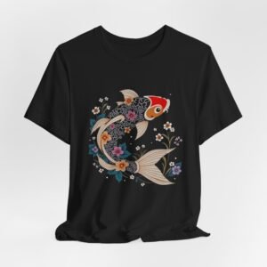 Koi Fish Floral Illustration Tee | Japanese Carp Nature Shirt