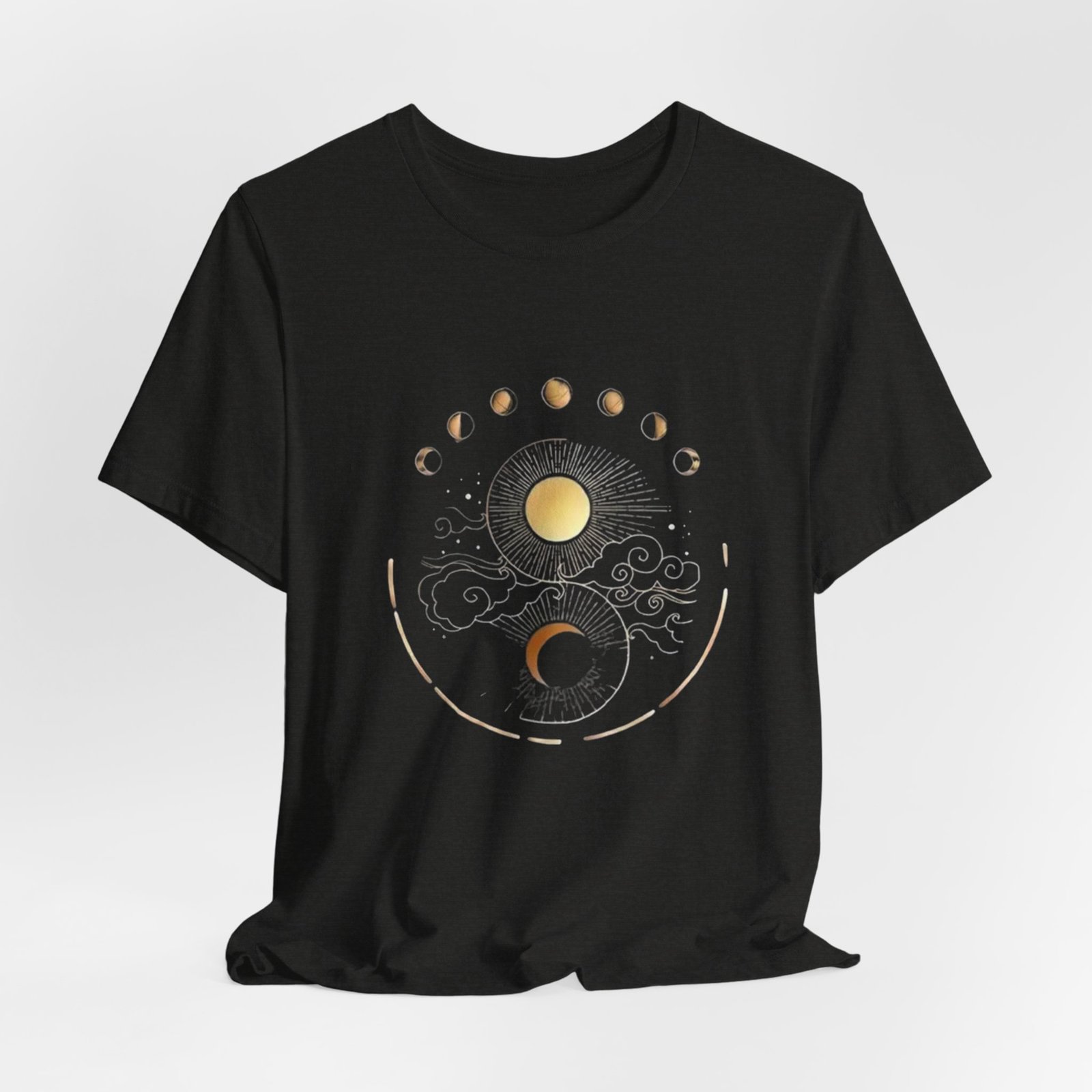 Celestial Phases Unisex Tee, Astrology Shirt, Lunar Cycle T-Shirt, Gift for Astronomers, Black Graphic Tee, Horoscope Apparel - Image 8