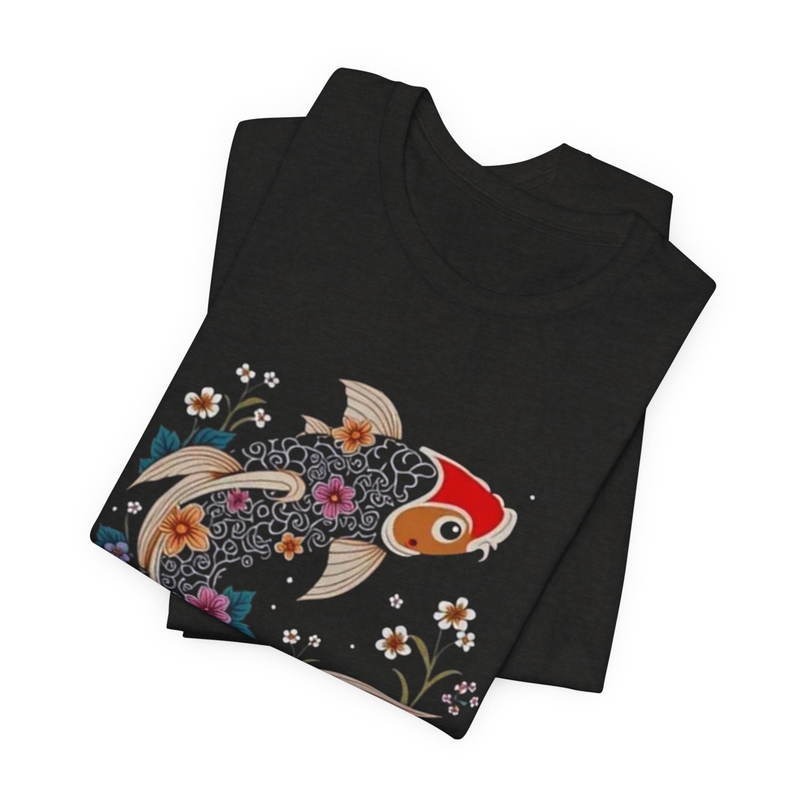 Koi Fish Floral Illustration Tee | Japanese Carp Nature Shirt - Image 19