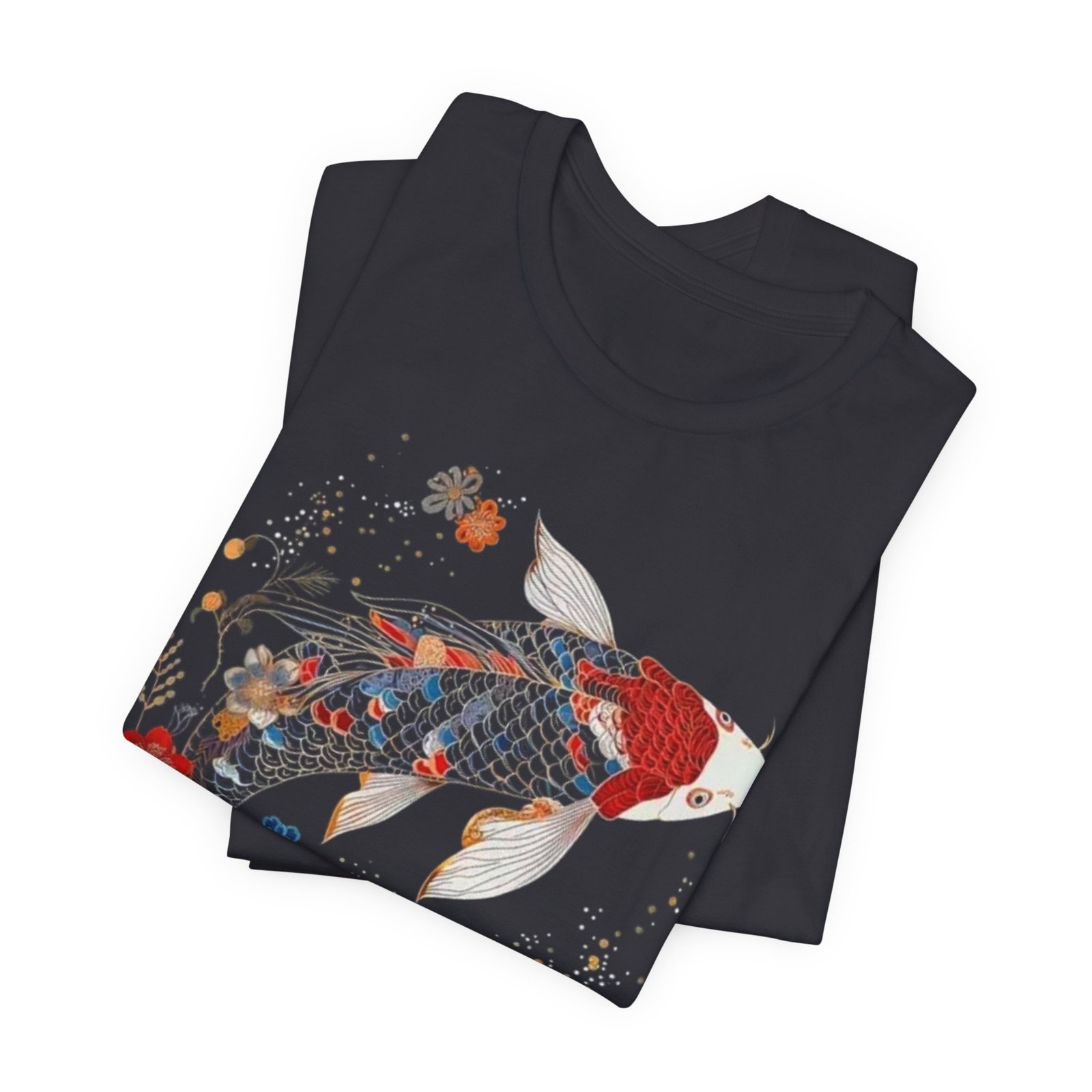 Koi Fish Illustration T-Shirt | Floral Japanese Carp Tee - Image 23