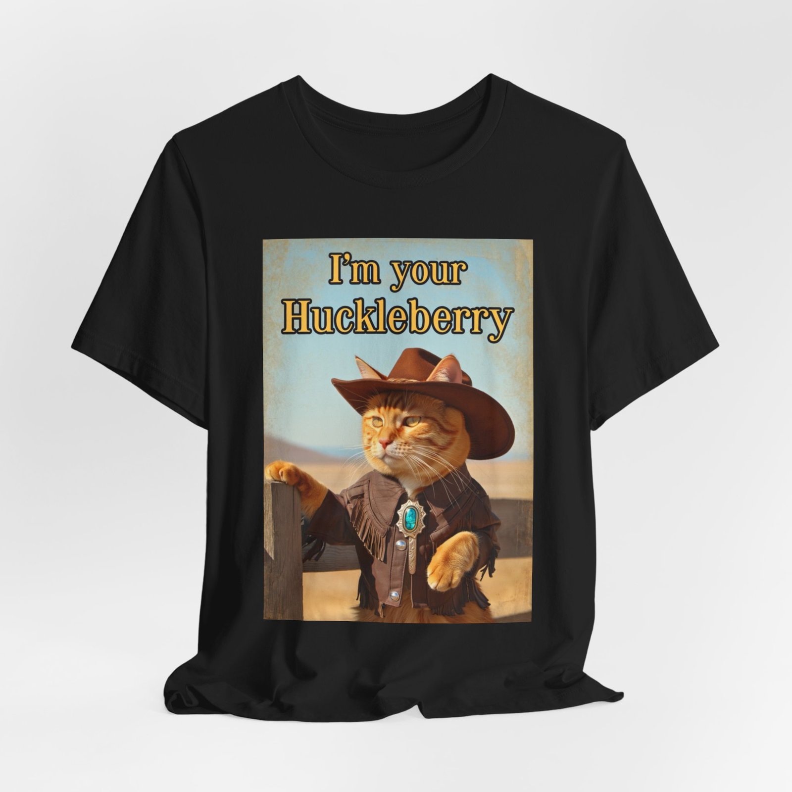 Im Your Huckleberry cat cowboy tee | Western Cat Graphic Tee - Image 8