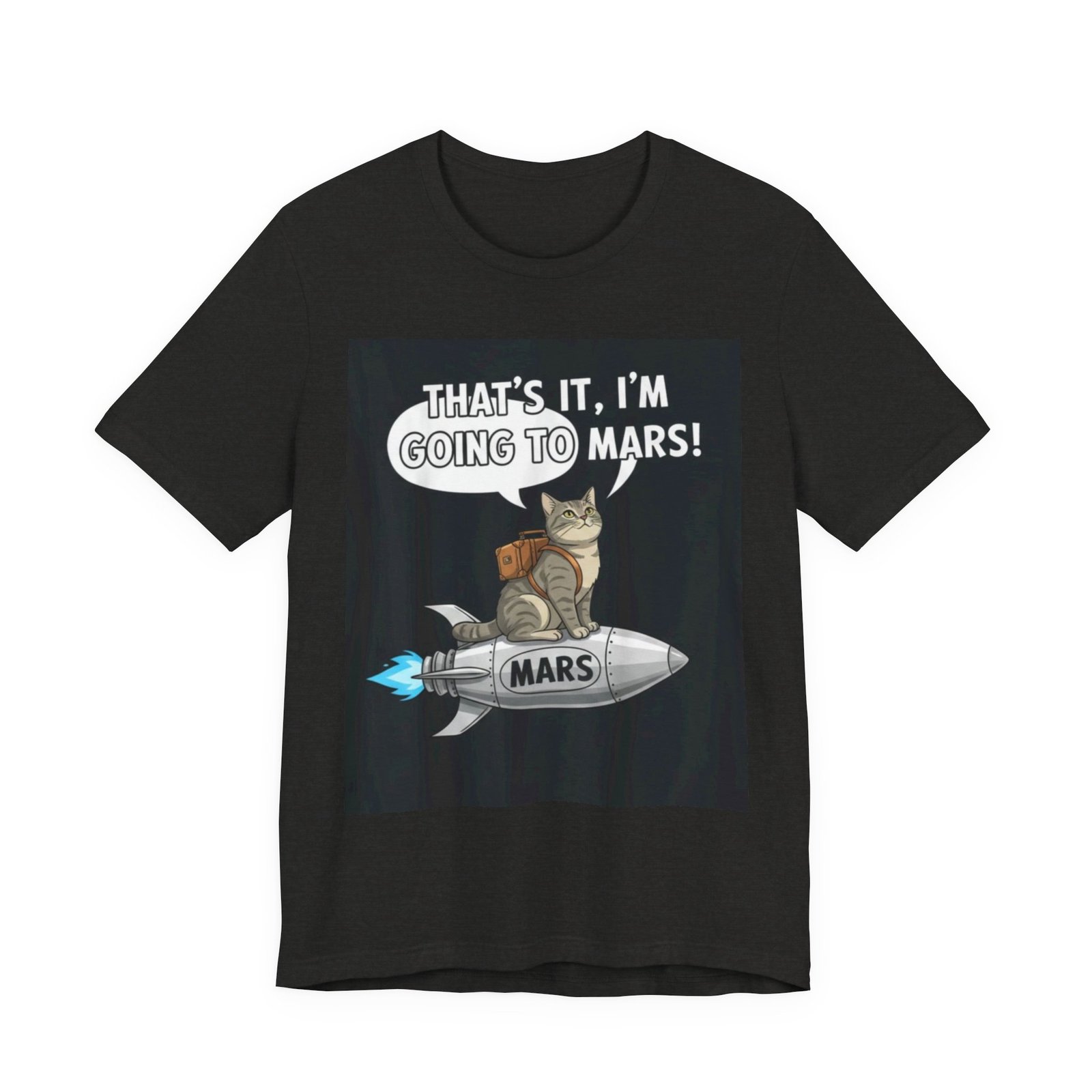 Cat on Rocket Going to Mars T-Shirt | Funny Space Graphic Tee - Image 5