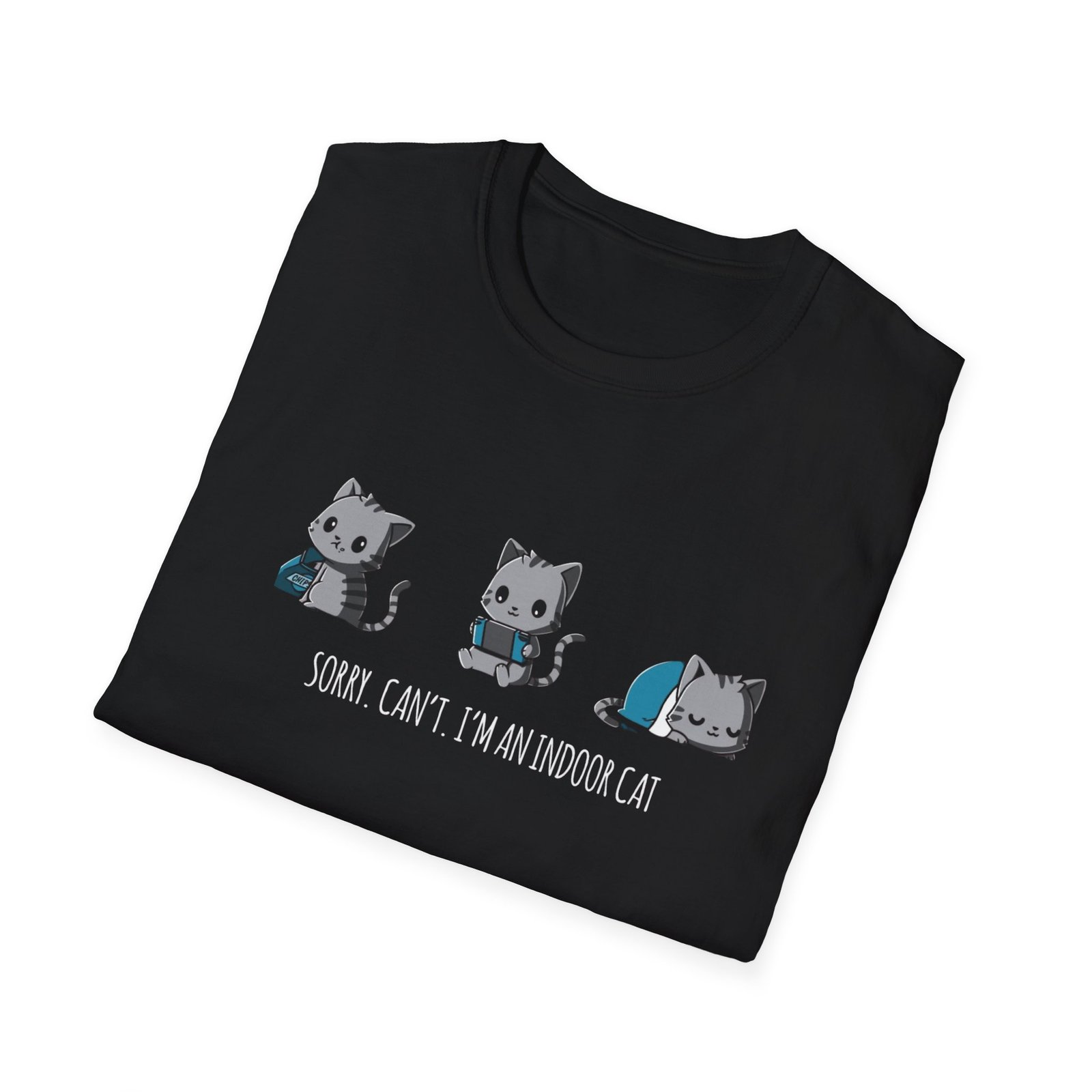 Sorry Cant Indoor Cat Illustration Tshirt | Cute Kittens Playing, Sorry Can't Im An Indoor Cat - Image 4