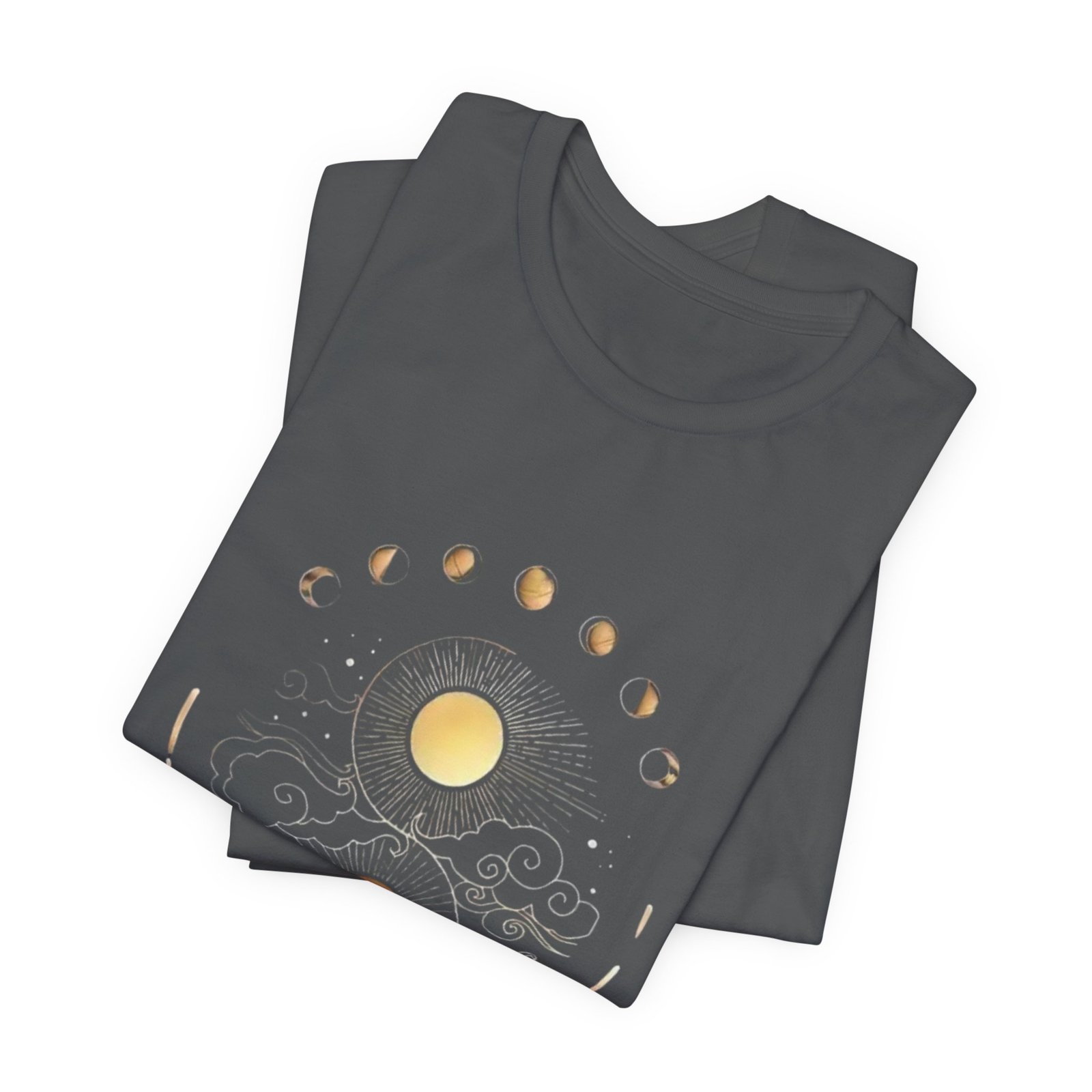 Celestial Phases Unisex Tee, Astrology Shirt, Lunar Cycle T-Shirt, Gift for Astronomers, Black Graphic Tee, Horoscope Apparel - Image 15