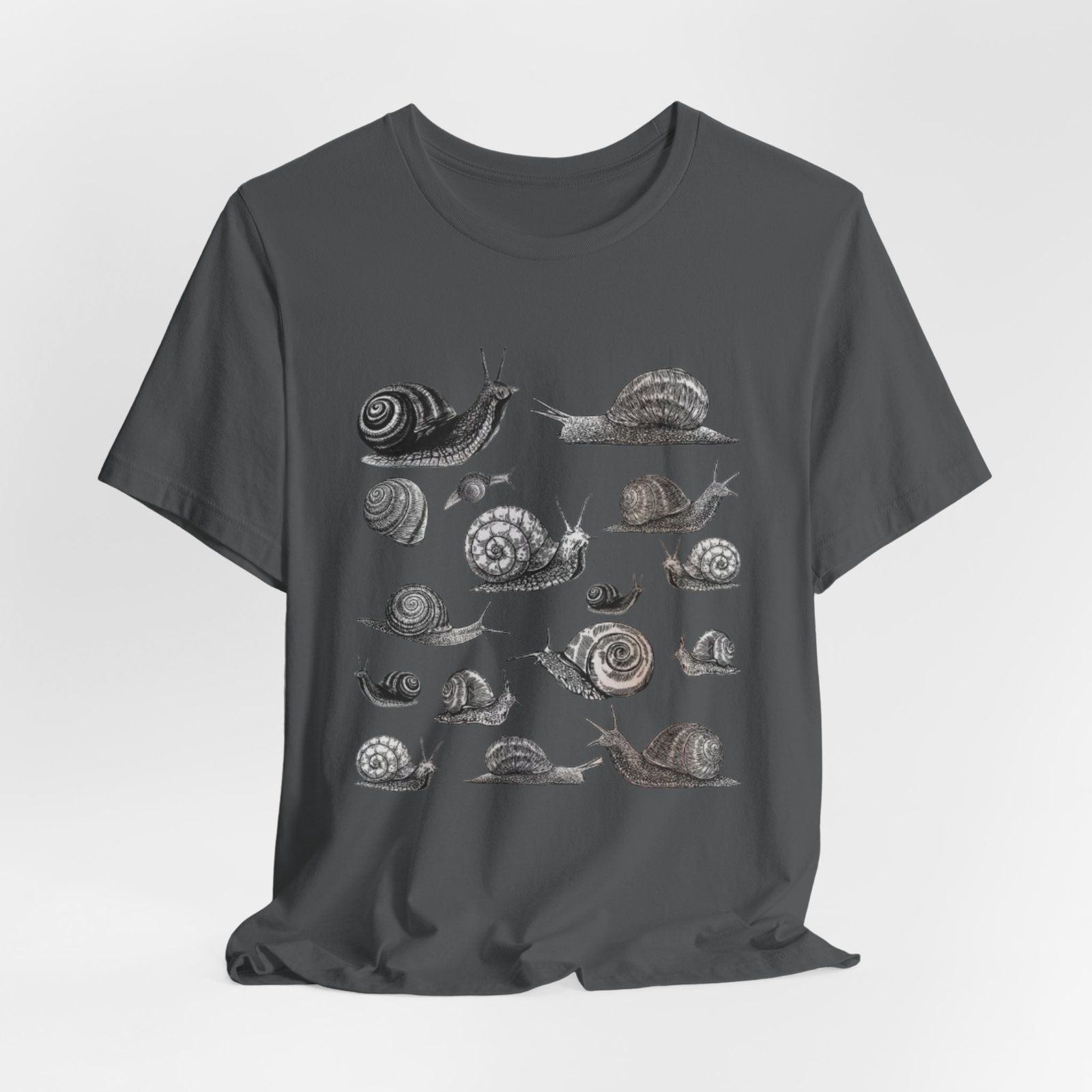 Black and White Snail Illustration Tee | Minimal Snail Art Tee - Image 36