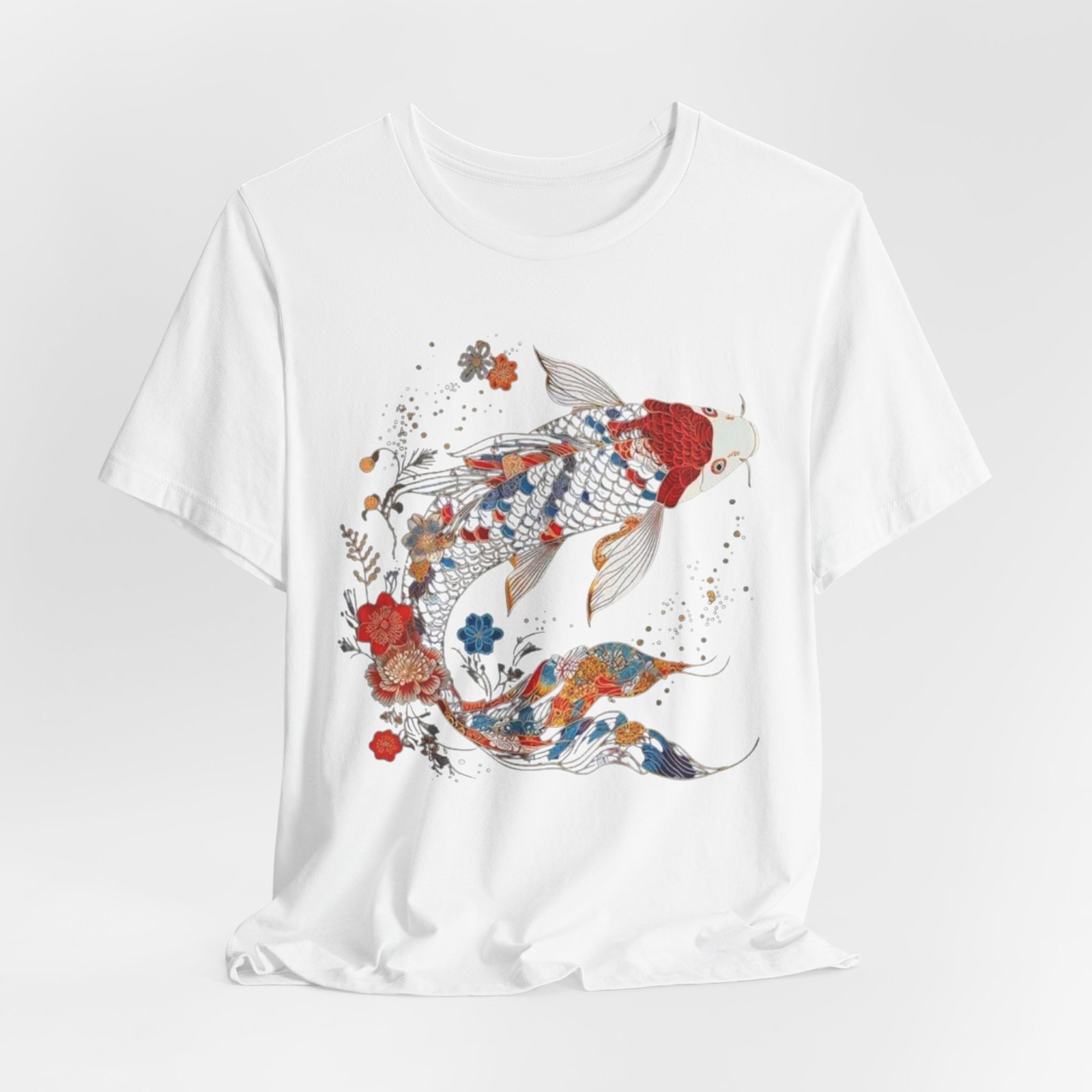 Koi Fish Illustration T-Shirt | Floral Japanese Carp Tee - Image 8