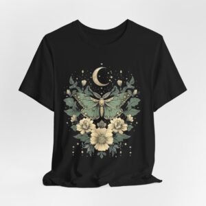 Cottage Core Moth Moon Phases Tee, Goblin Aesthetic Shirt, Unisex Nature T-Shirt, Witchy Boho Top, Lunar Celestial Clothing